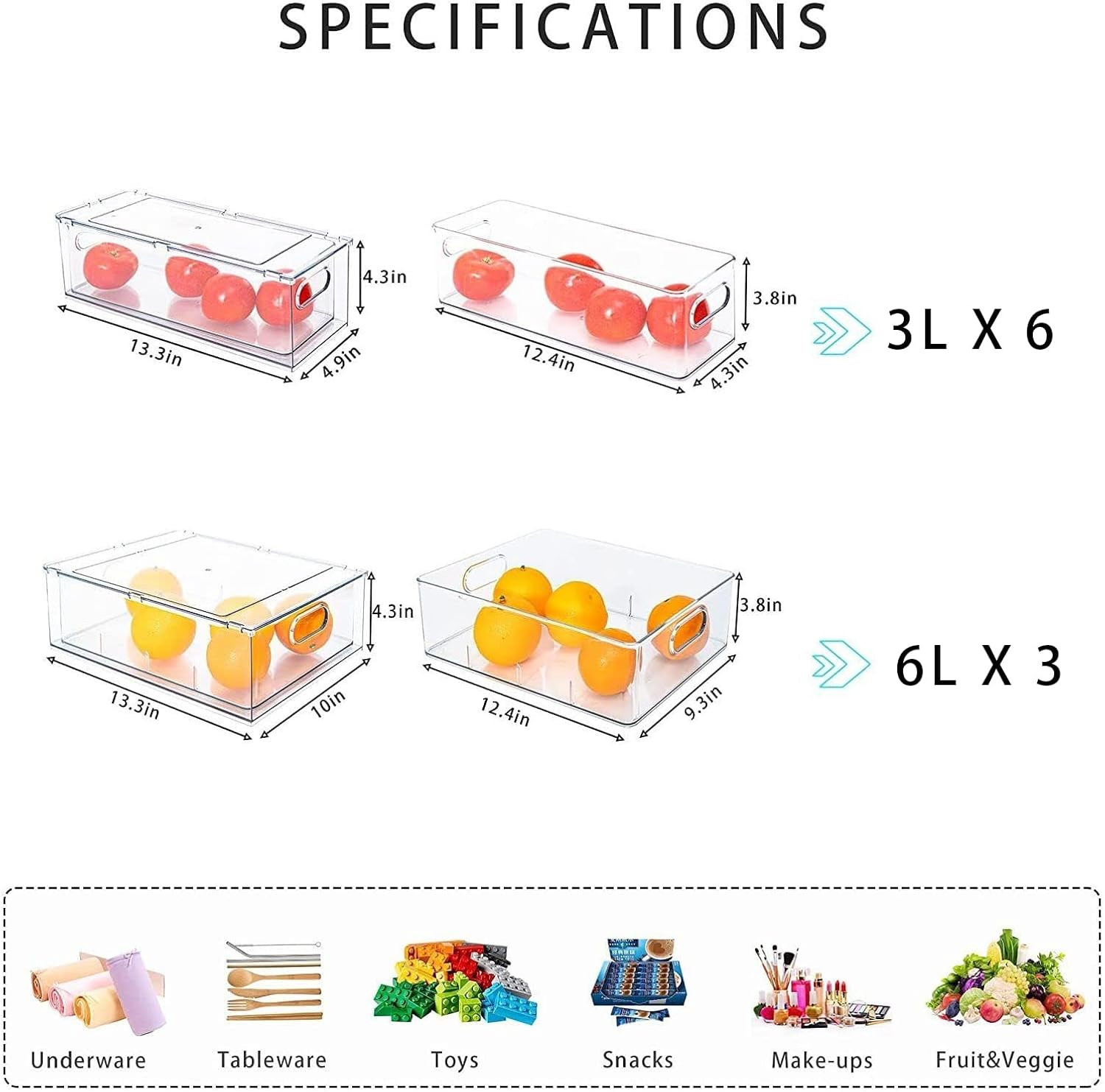 Stackable Refrigerator Organizer Bins – 9 Pack Clear Pull-Out Drawers for Produc