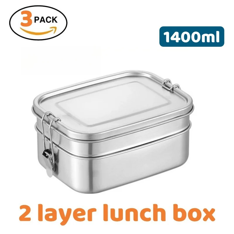 1 Pc Leakproof Stainless Lunch Box Bento Meal Prep Container Dishwasher Safe