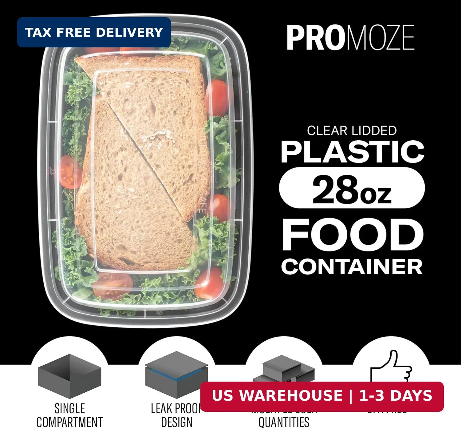 50-Pack Reusable Meal Prep Containers Microwave Safe Food Storage Containers wit