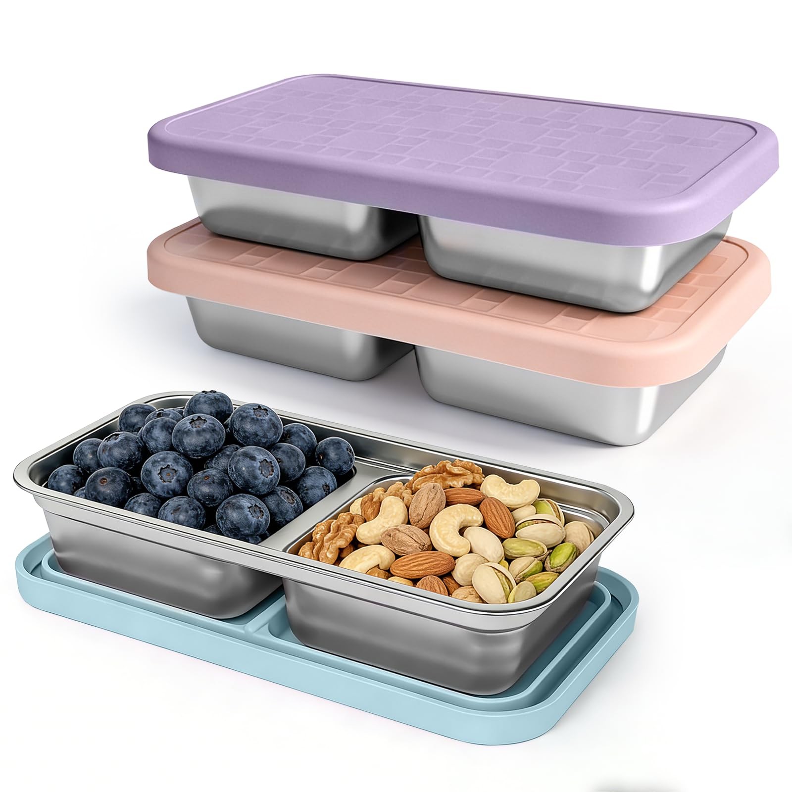 3 Pack 15 oz Stainless Steel Snack Containers for Kids, Reusable Metal Snack …