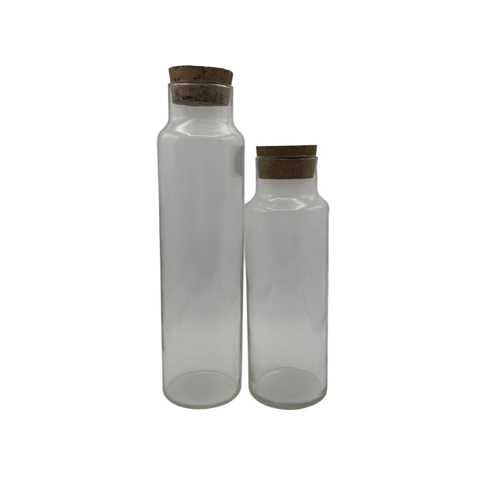 Glass Storage Bottles Set of 2 With Cork Lids Decorative Home Kitchen Containers