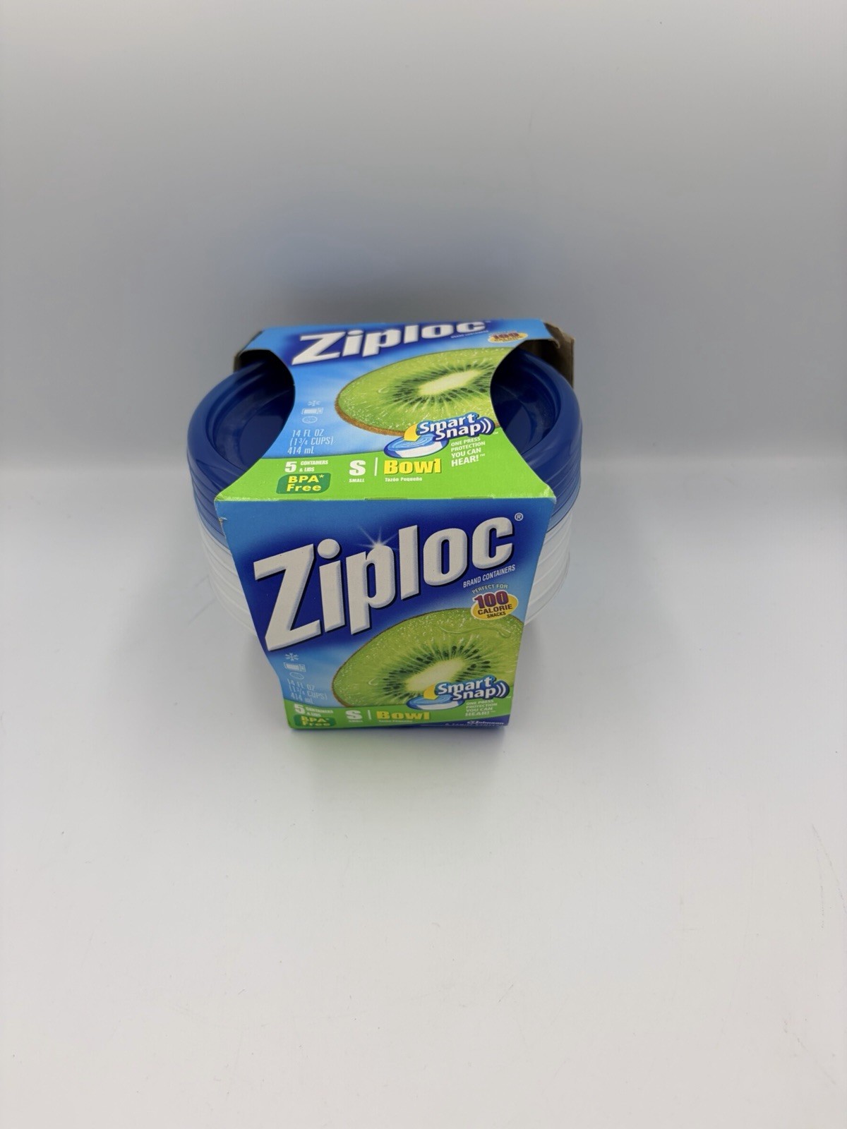 Ziploc Smart Snap Bowls Small Round 1¾ Cups 14oz 5-Pack Containers Lids