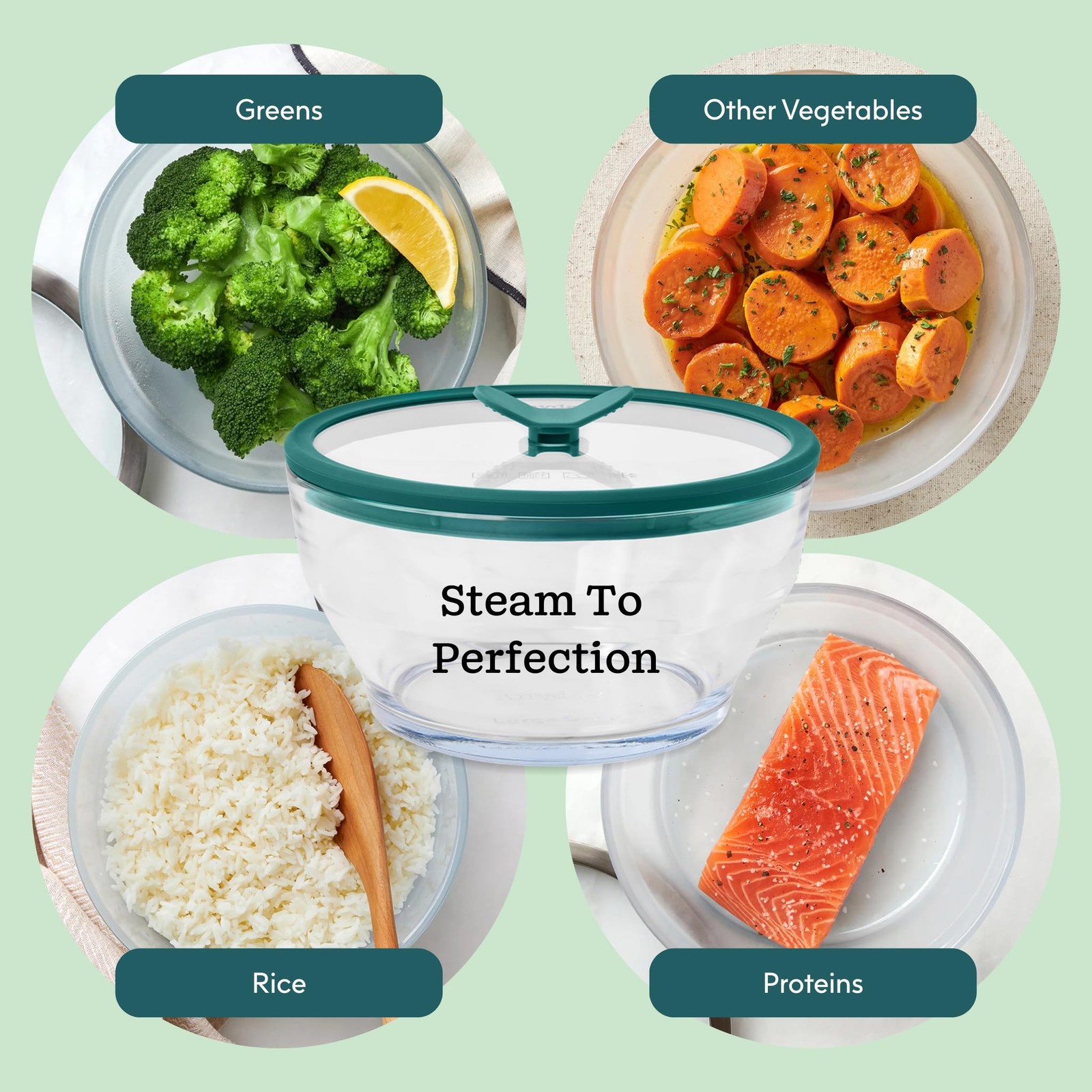 Anyday 7-Cup Glass Microwave Steamer for Vegetables – BPA-Free Glass Vegetabl…