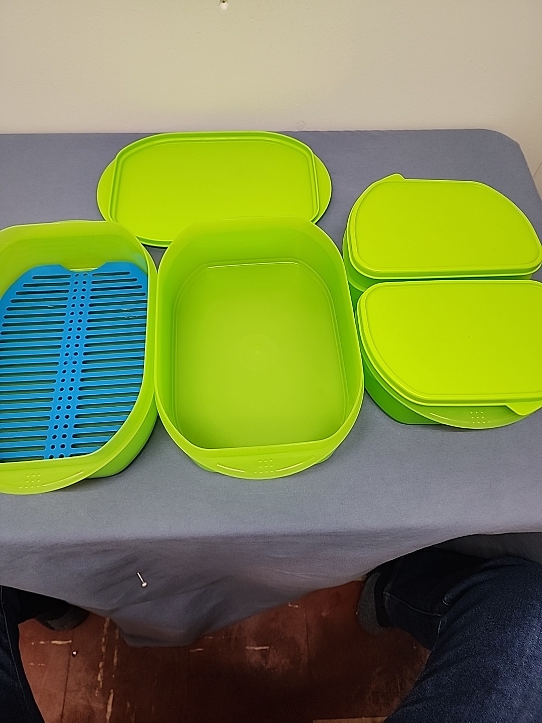 Tupperware 8 Piece Refridgerator Stackable Set In Lime Green New No Box