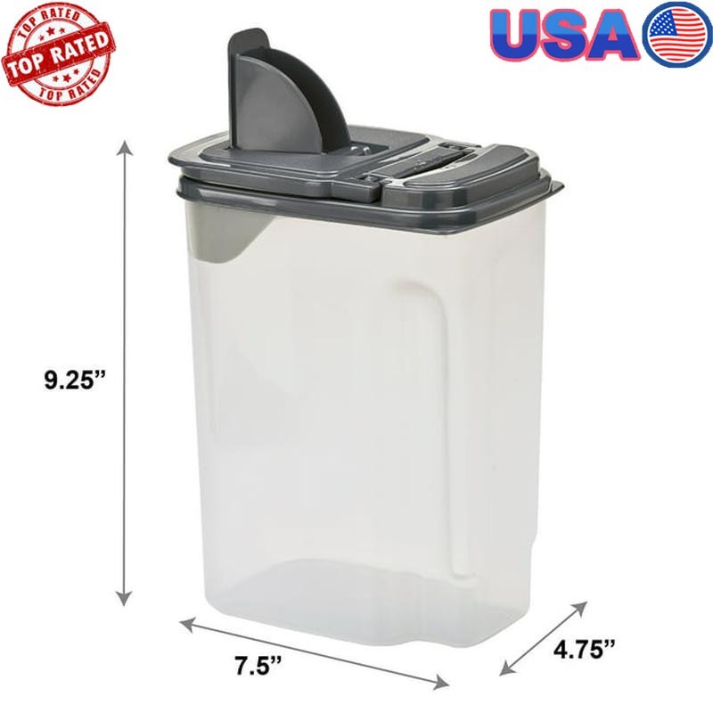 3.5QT Plastic Food Dispenser Airtight Storage Kitchen Container Clear Gray Lid