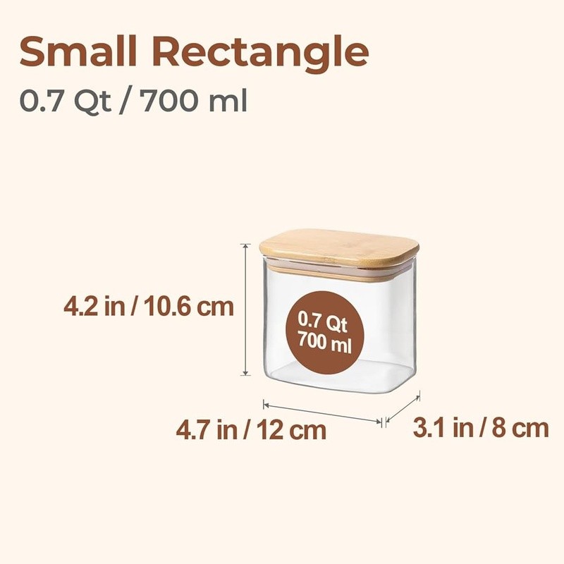 Airtight Glass Food Storage Jar Square Containers Kitchen Organization New