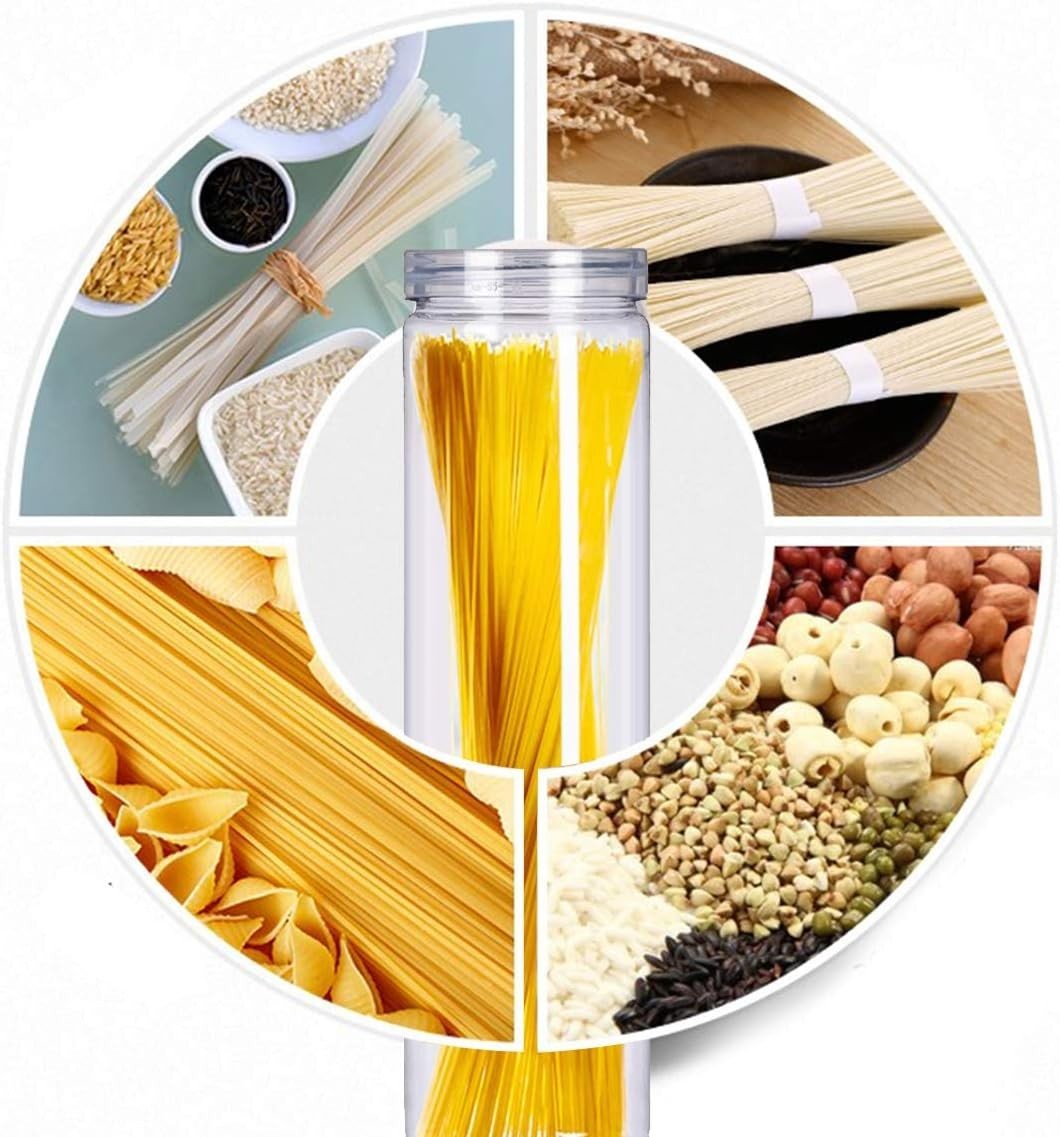 3Pcs Clear Plastic Food Storage Jar with Lid, Plastic Spaghetti Pasta Contain…
