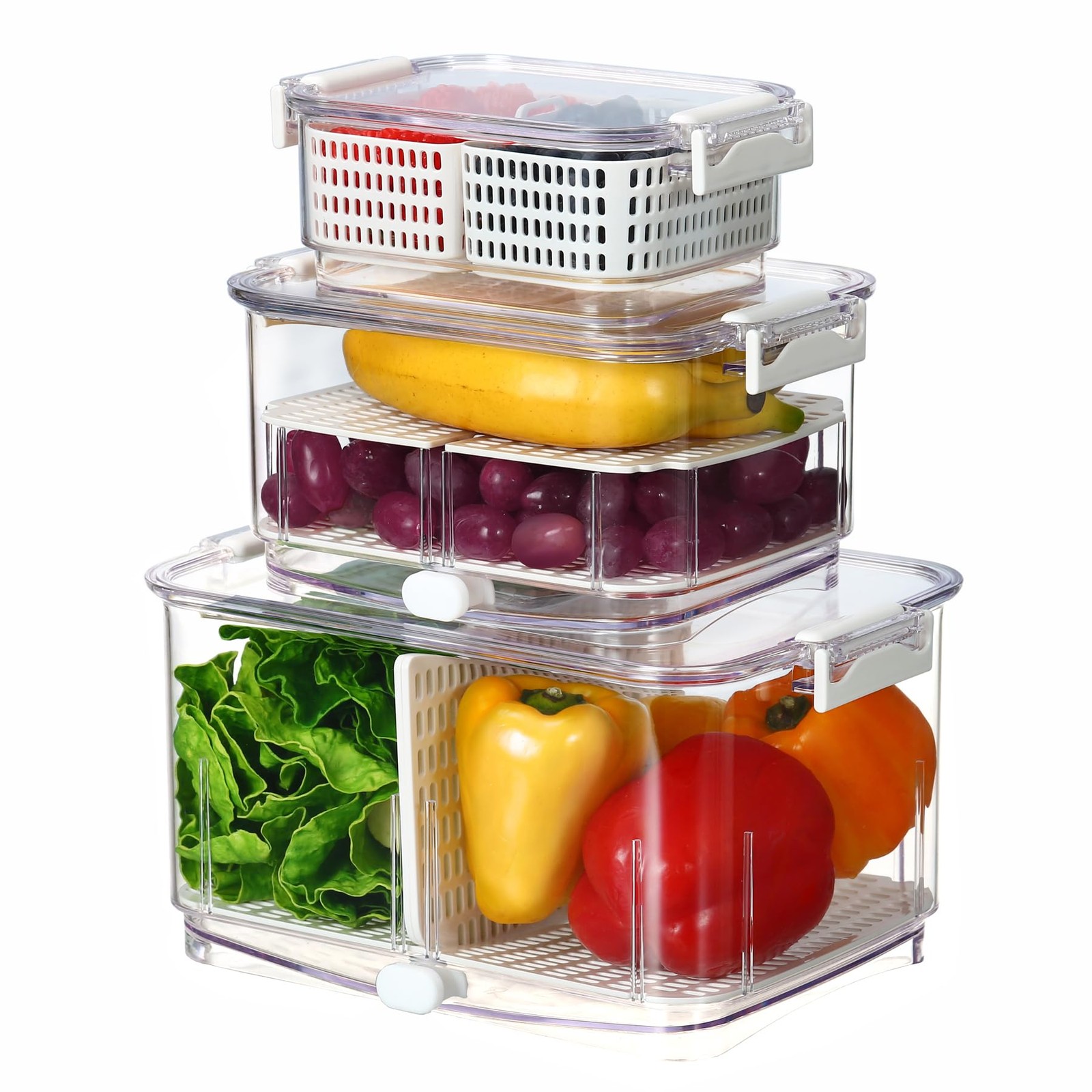 Felli Duo Fresh Produce Saver for Fridge, Fruit Vegetable Container with Vent…