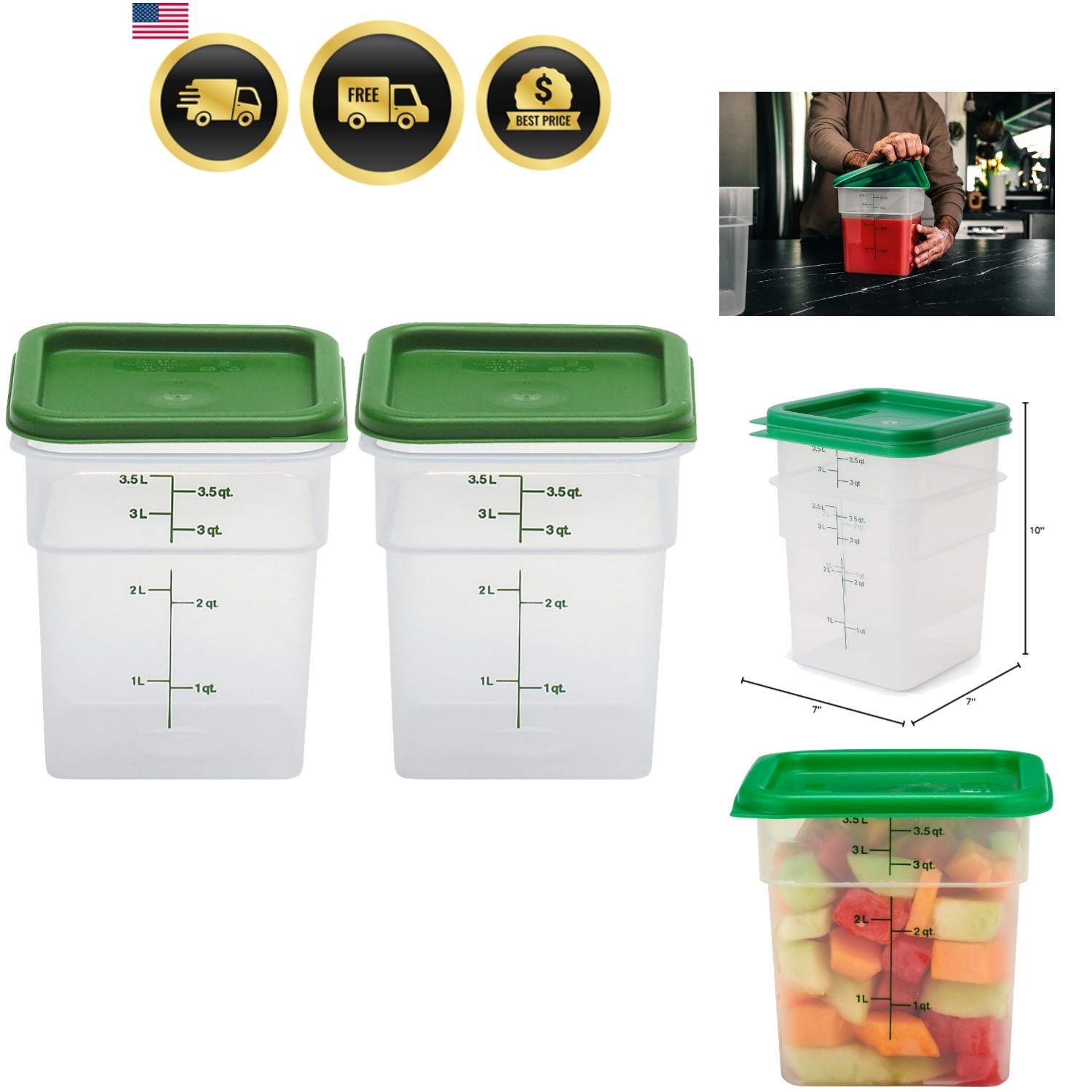 Food Storage Container with Lid Microwave Safe and BPA-Free – 2 Pack – Classi…