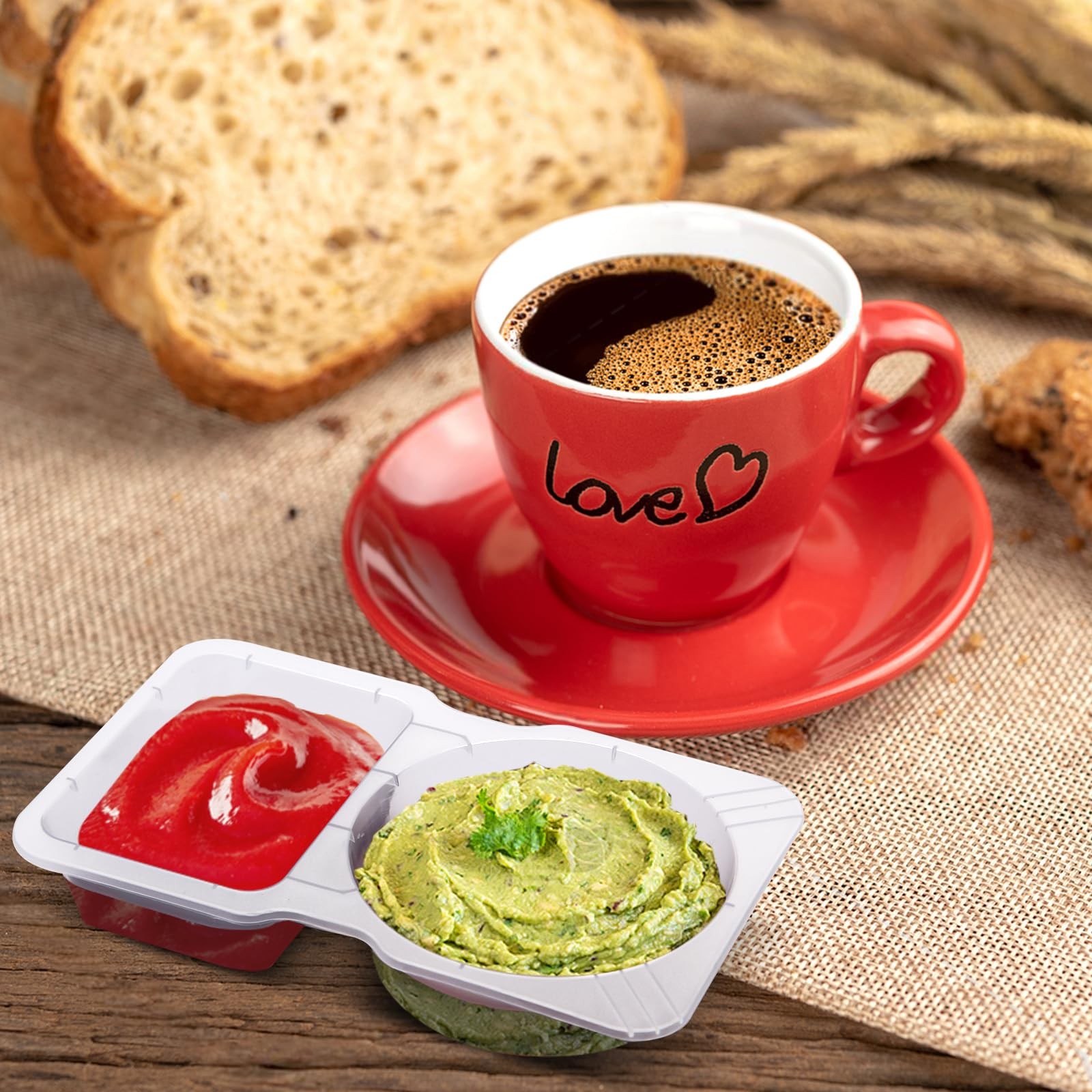 15 Sets Snack Containers, Reusable Double Compartment Condiment With Lids 2 P…