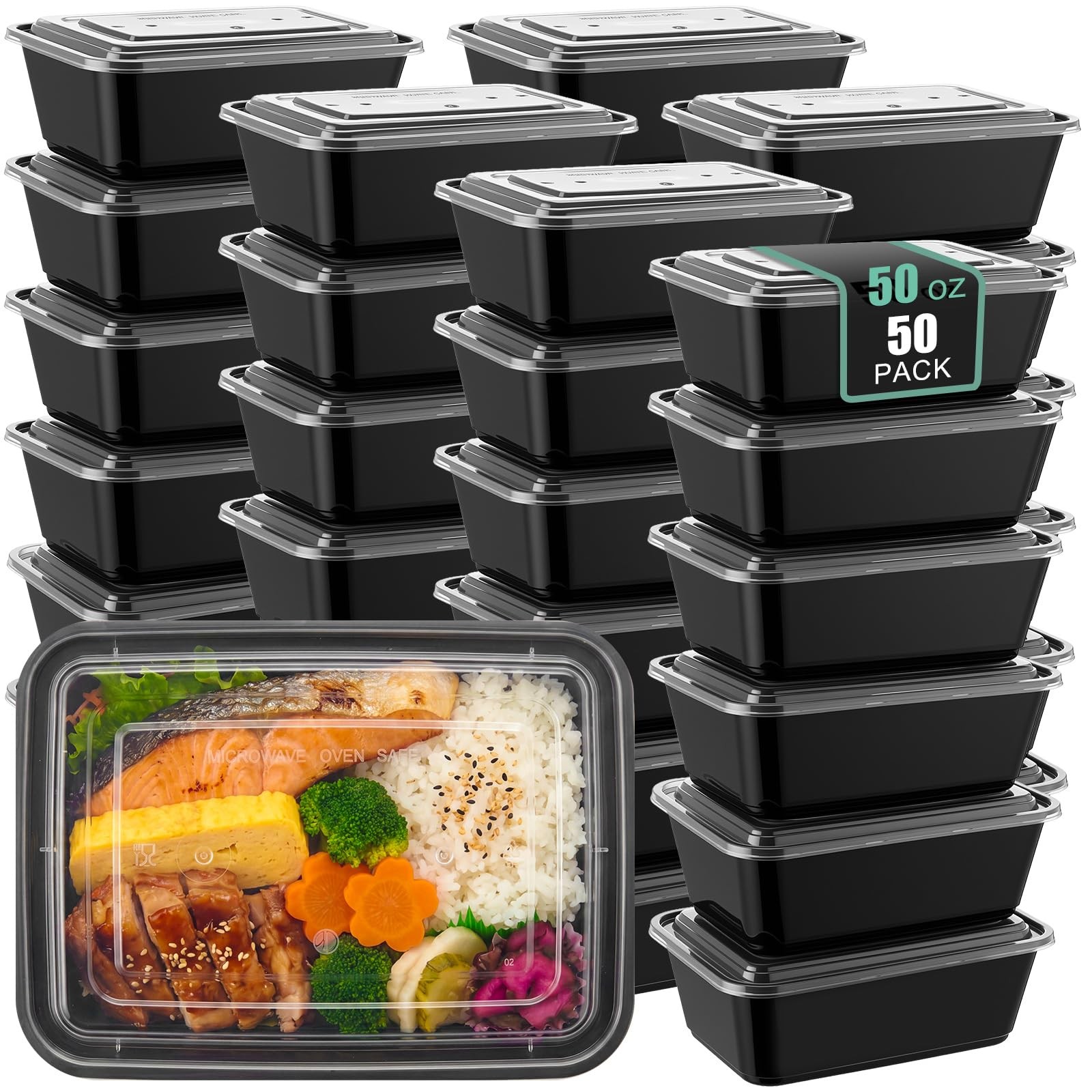 50 Pack Meal Prep Bowls with Lids 50 oz Rectangle Food Storage Containers Dis…