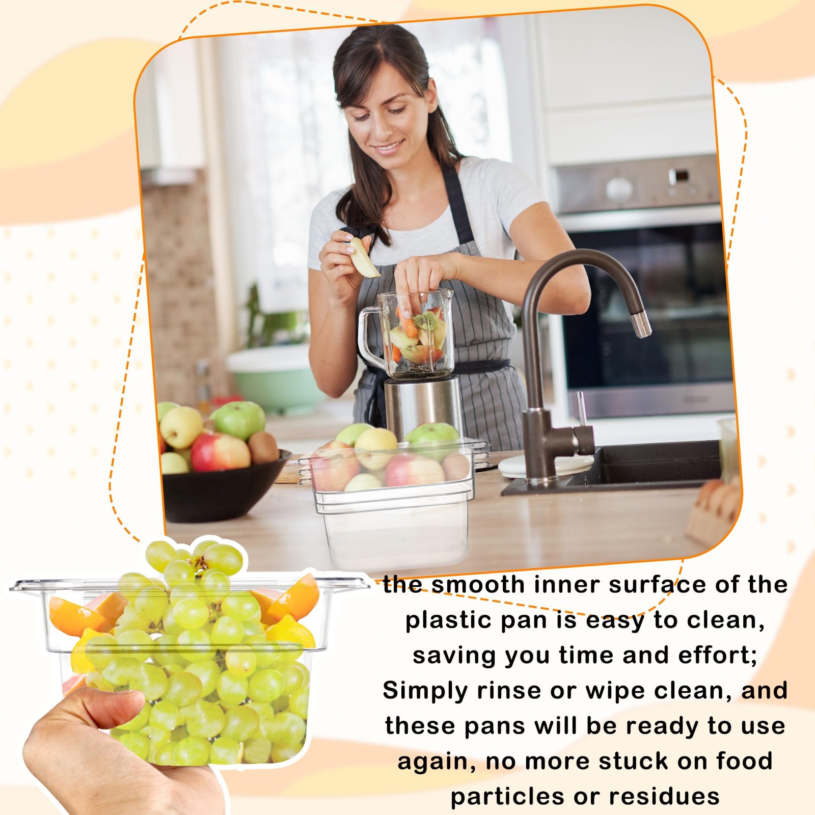 15 Pack Plastic Food Pan 1/9 Size 4 Inch Deep Clear Polycarbonate Storage Pan…