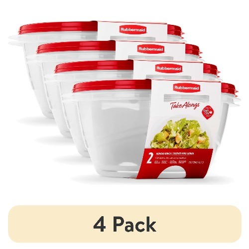 (4 pack) Rubbermaid TakeAlongs Serving Bowl Food Storage Containers, 15.7 Cup