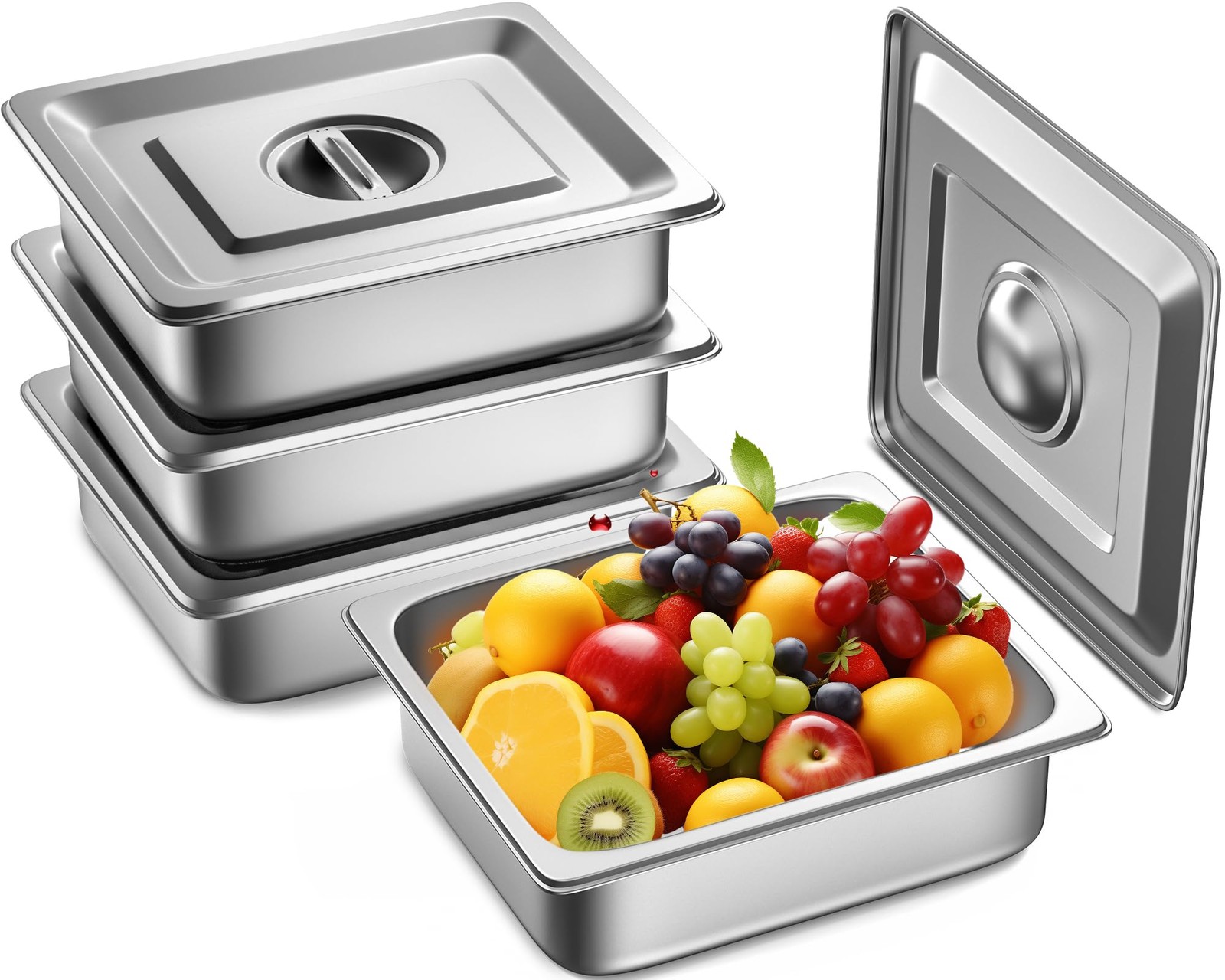 Hotel Pan 4″ Deep Steam Table Pan 1/2 Size With Lid 12.8″l X 10.4″w Hotel Pan 22