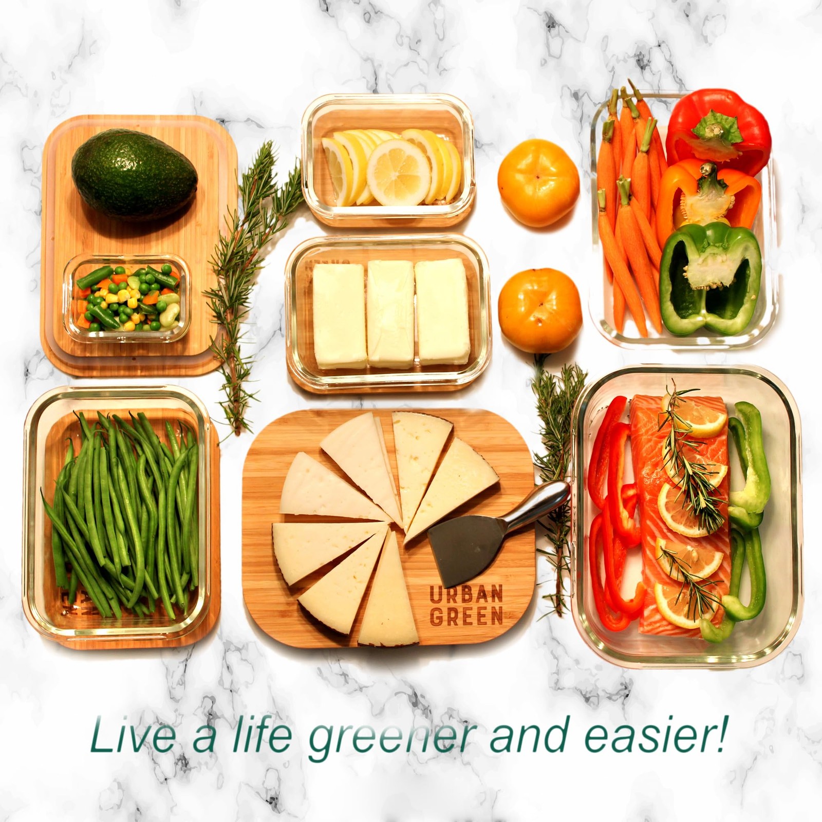 Urban Green Glass Containers with Bamboo Lids, Meal Prep Glass Food storage C…