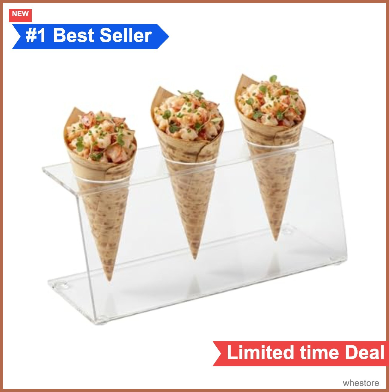 Ice Cream Cone Holder 3 Holes Clear Acrylic Stand Dessert Display Popcorn Candy