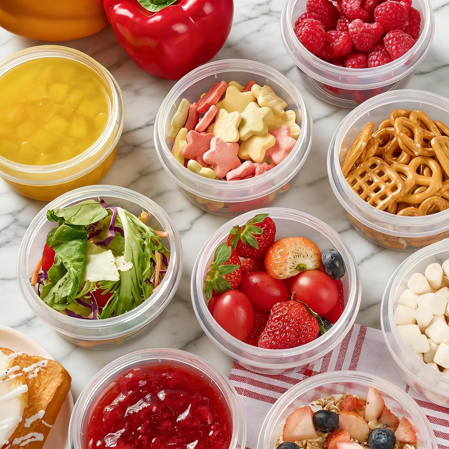 Soelomu 8 Oz Freezer Storage Containers with Twist Top Lids, 10 Pack Reusable Me
