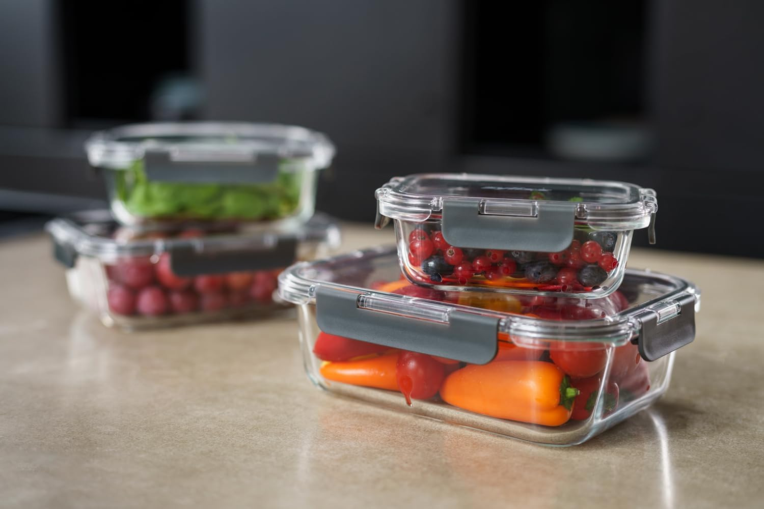 E981066 1.5L Glass Container, Shatter Resistant Glass, Airtight Food Storage Box