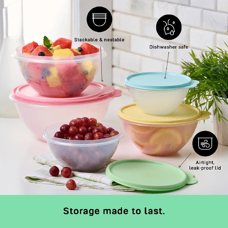 Wonderlier 5 Bowl Set Leakproof Food Storage Containers Nesting BPA Free New