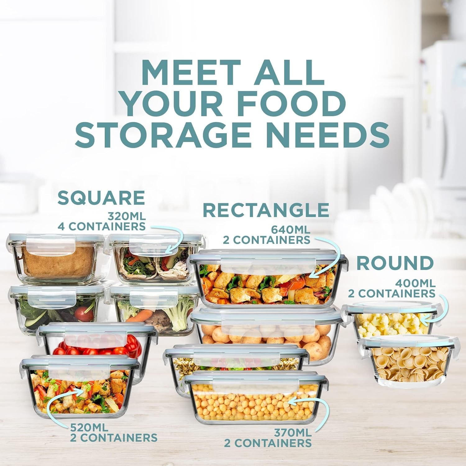 24 Pc Airtight Glass Food Storage Containers – Glass Meal Prep Containers – F…