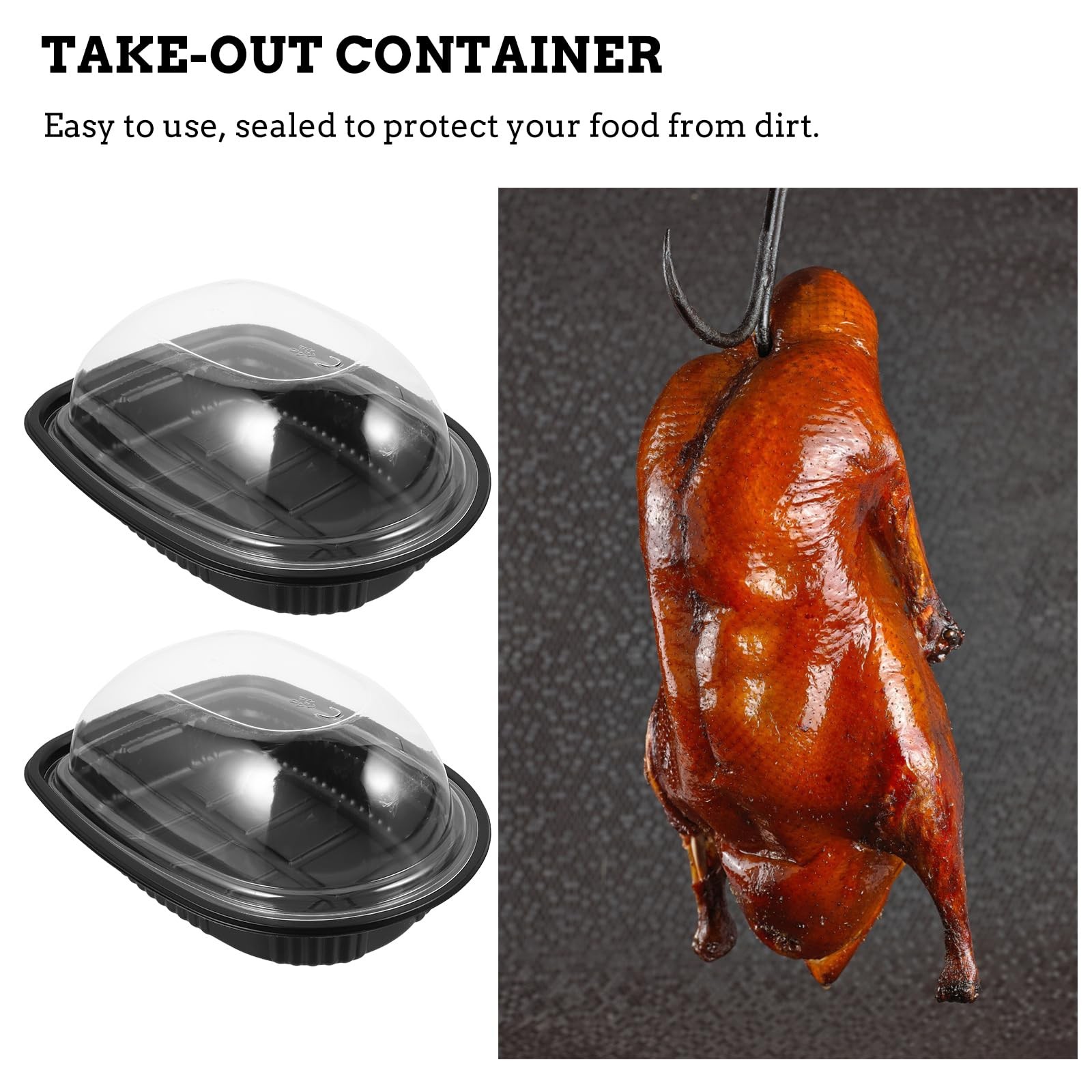 Luxshiny Disposable Roasted Chicken Box with Lid 10.24X7.68X3.54 Inches Take-…