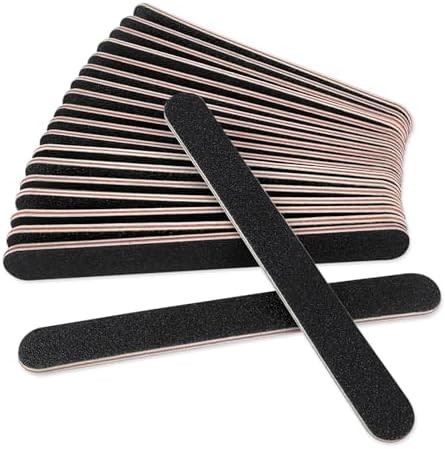 20 Pack 100/180 Grit Nail Files, Black Professional Reusable Emery Boards Nail F