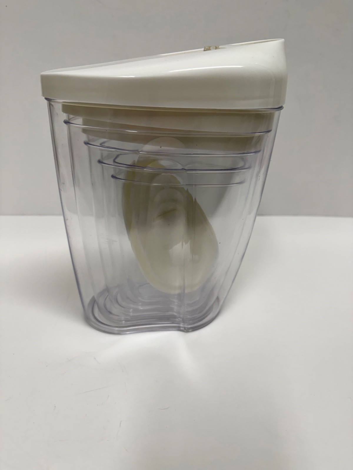 Set of 5 Store and Pour Storage Containers Clear Plastic White Spout Lids