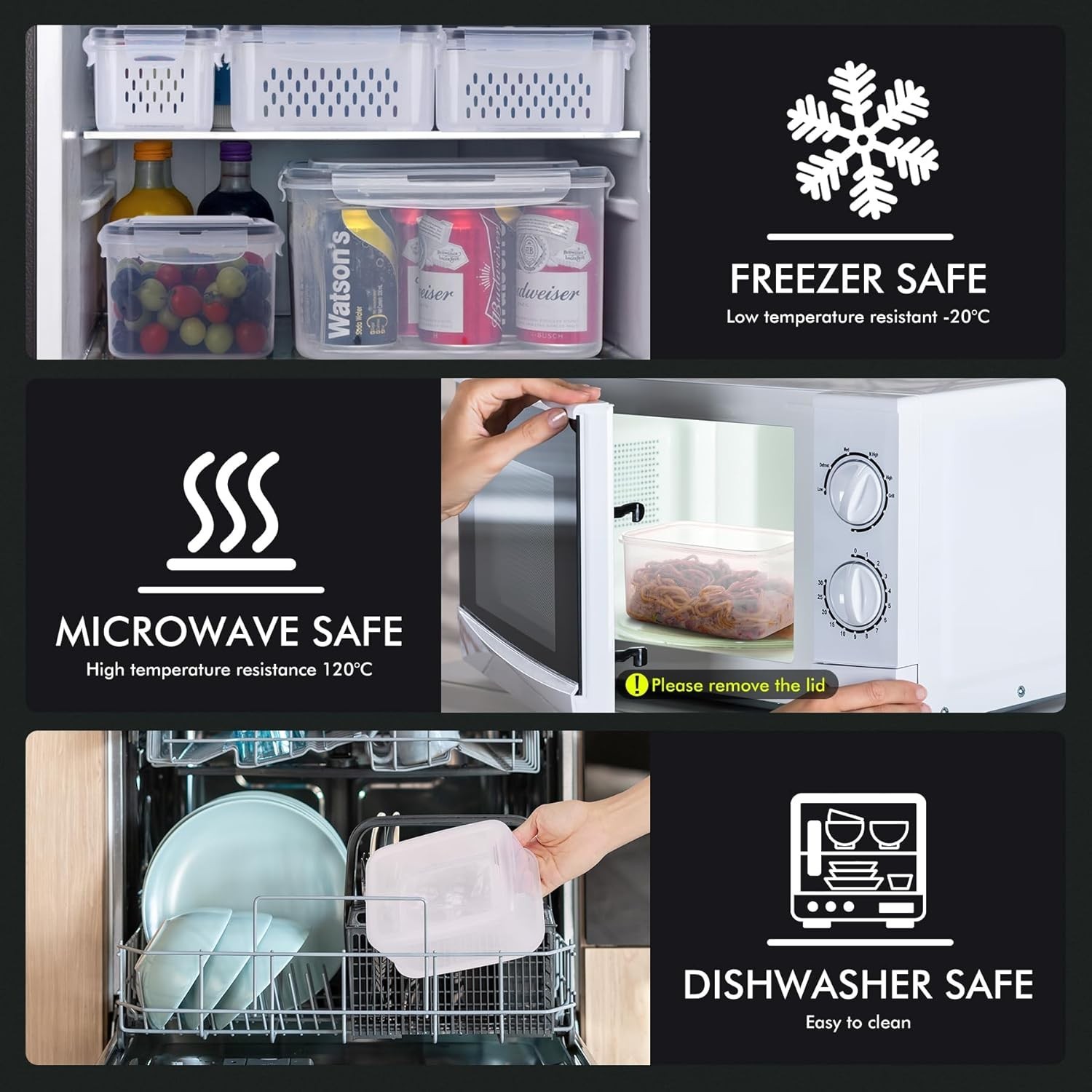Large Food Storage Containers Set BPA Free Leak Proof Microwave Dishwasher Safe
