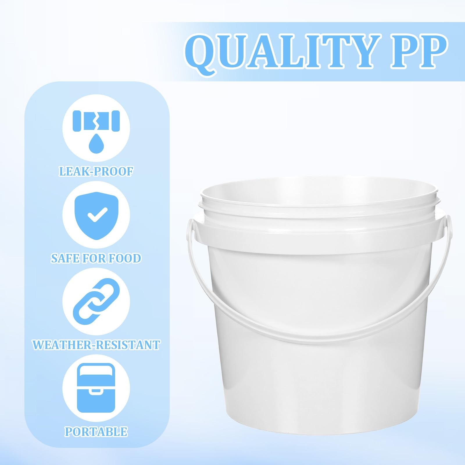 1/2 Gallon Small Plastic Buckets with Lids & Handles, 8 Pack 2 Quart Leak-Pro…