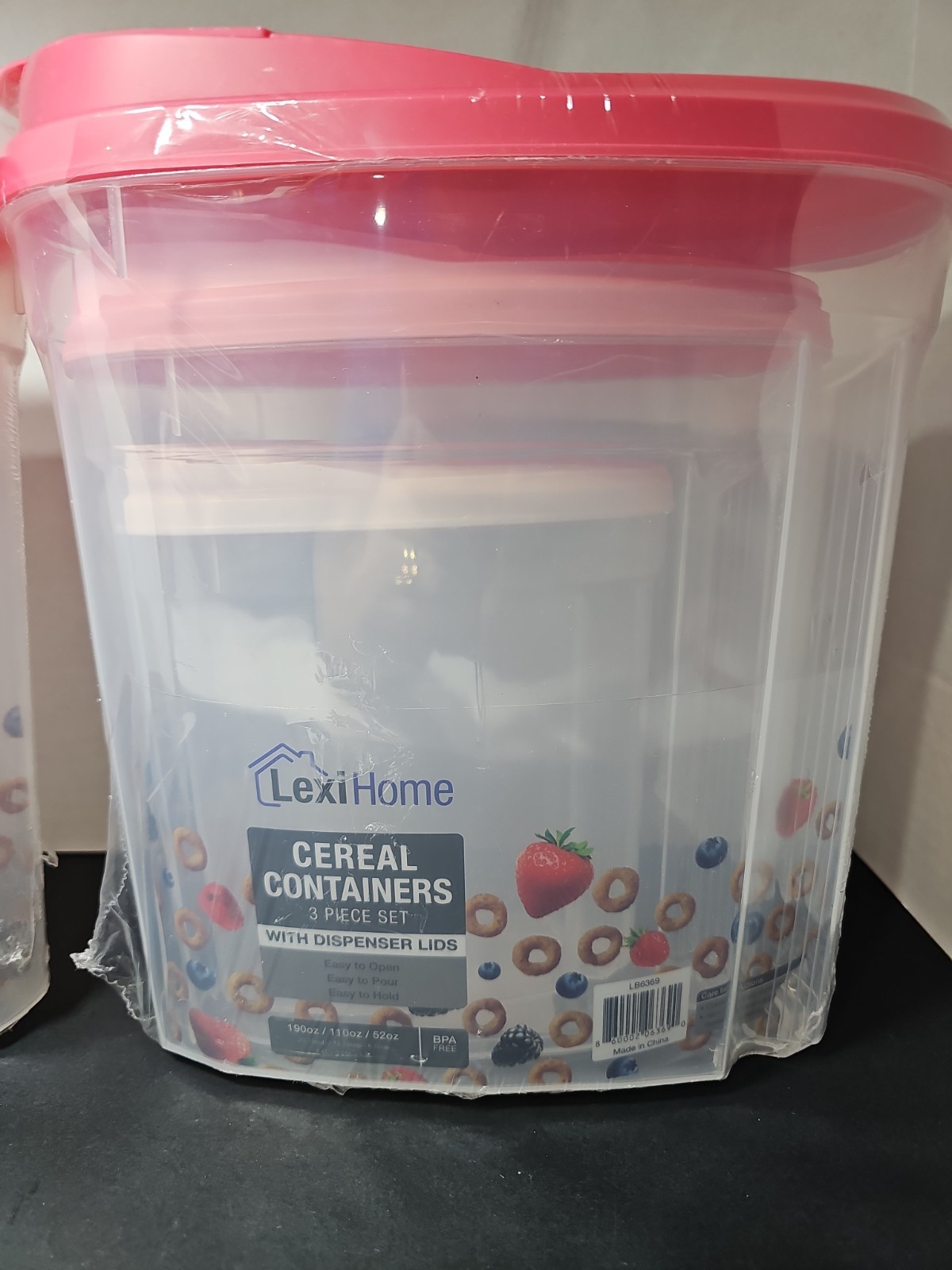 LexiHome Cereal Container Set with Dispenser Lids Three Piece Set BPA Free