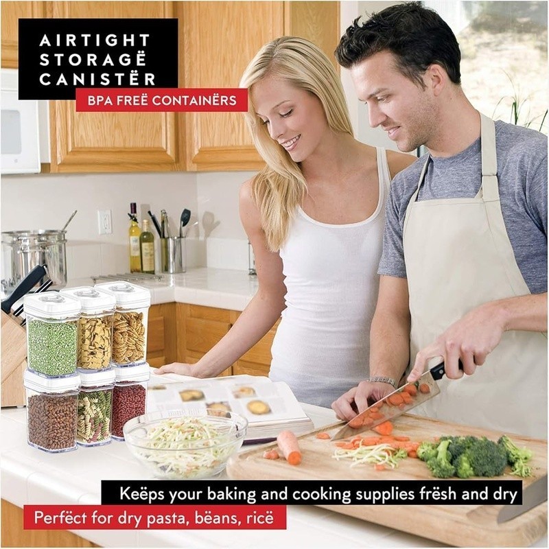 Airtight Food Storage Containers 6 Plastic Kitchen Organizers Canisters Set New