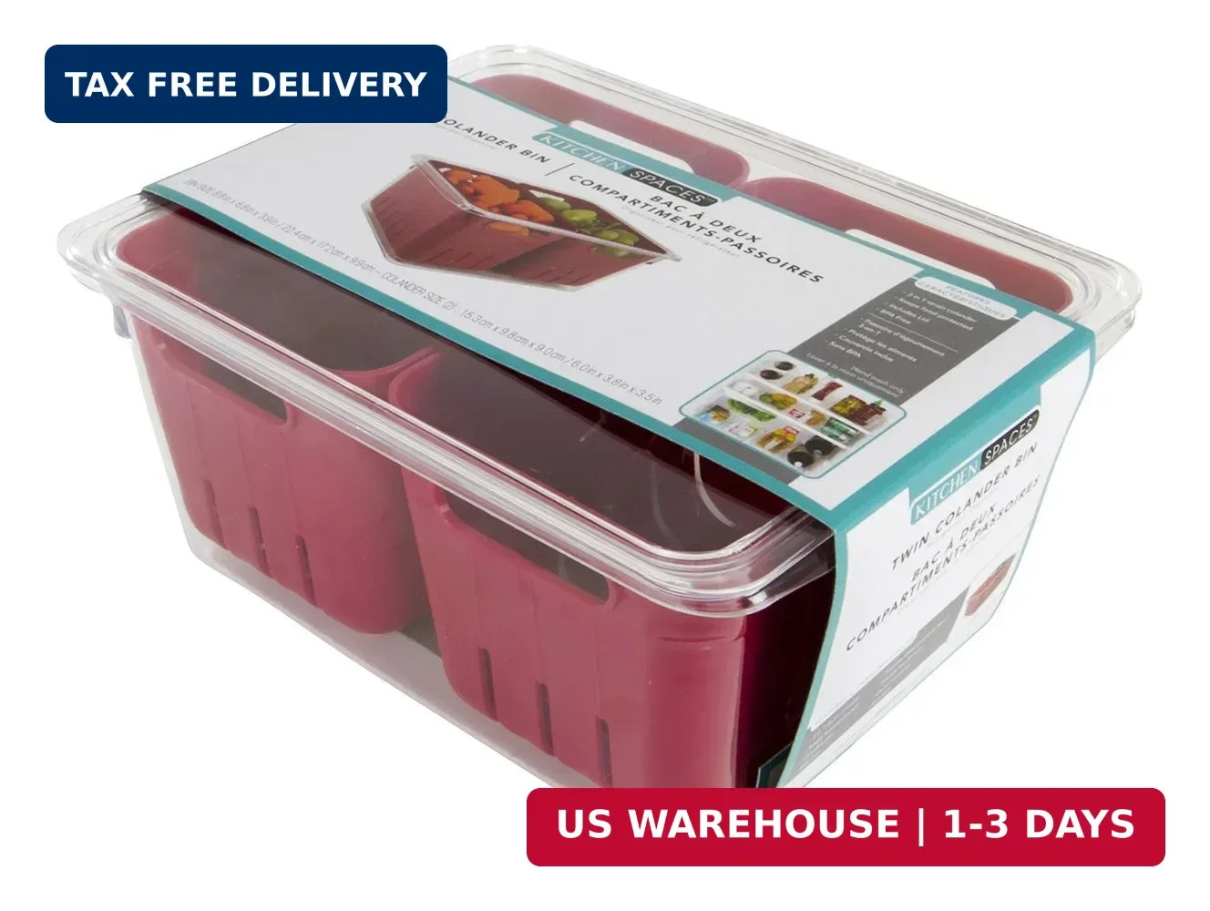 2 in 1 Colander Storage Container Strainer Fridge Organizer BPA Free Stackable