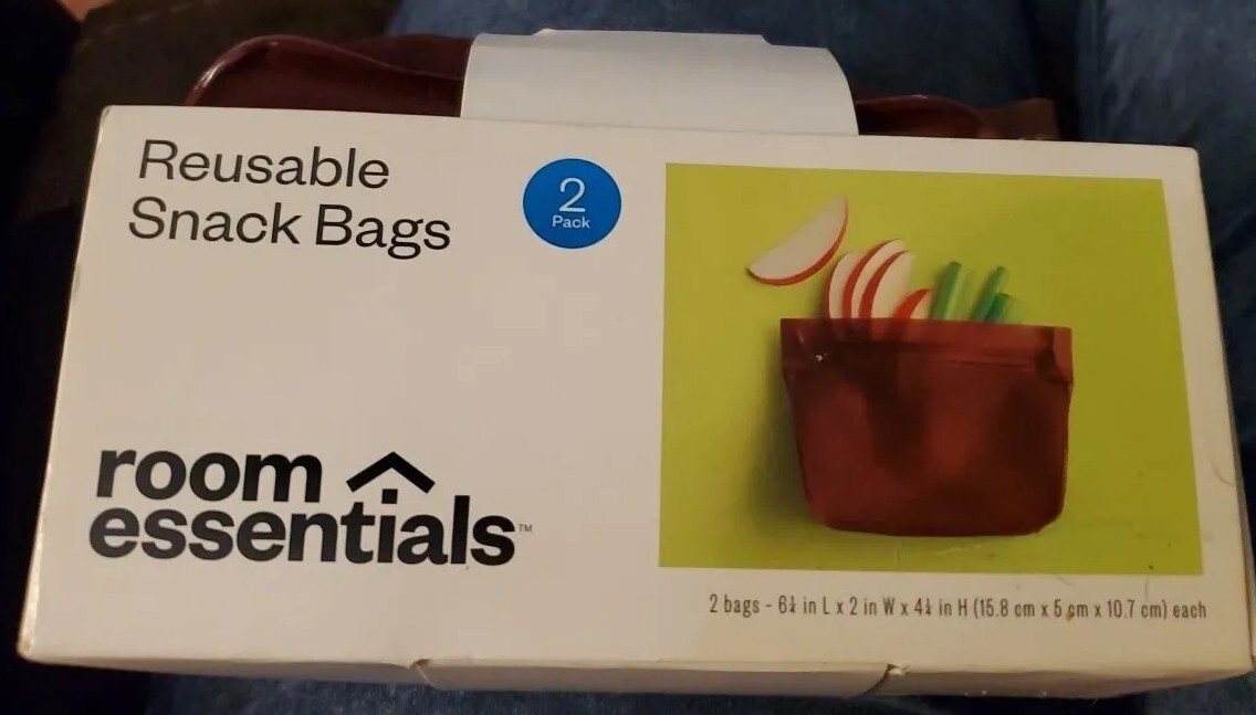Room Essentials Reusable Snack Bag Burgundy Color 2 Pack