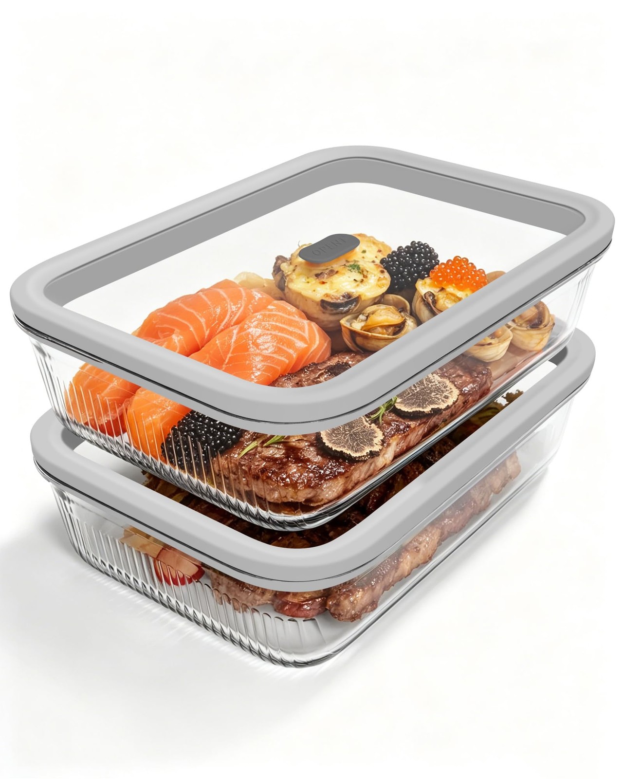 2 Pack Glass Food Storage Containers with Tempered Glass Lids & Steam Valve, …