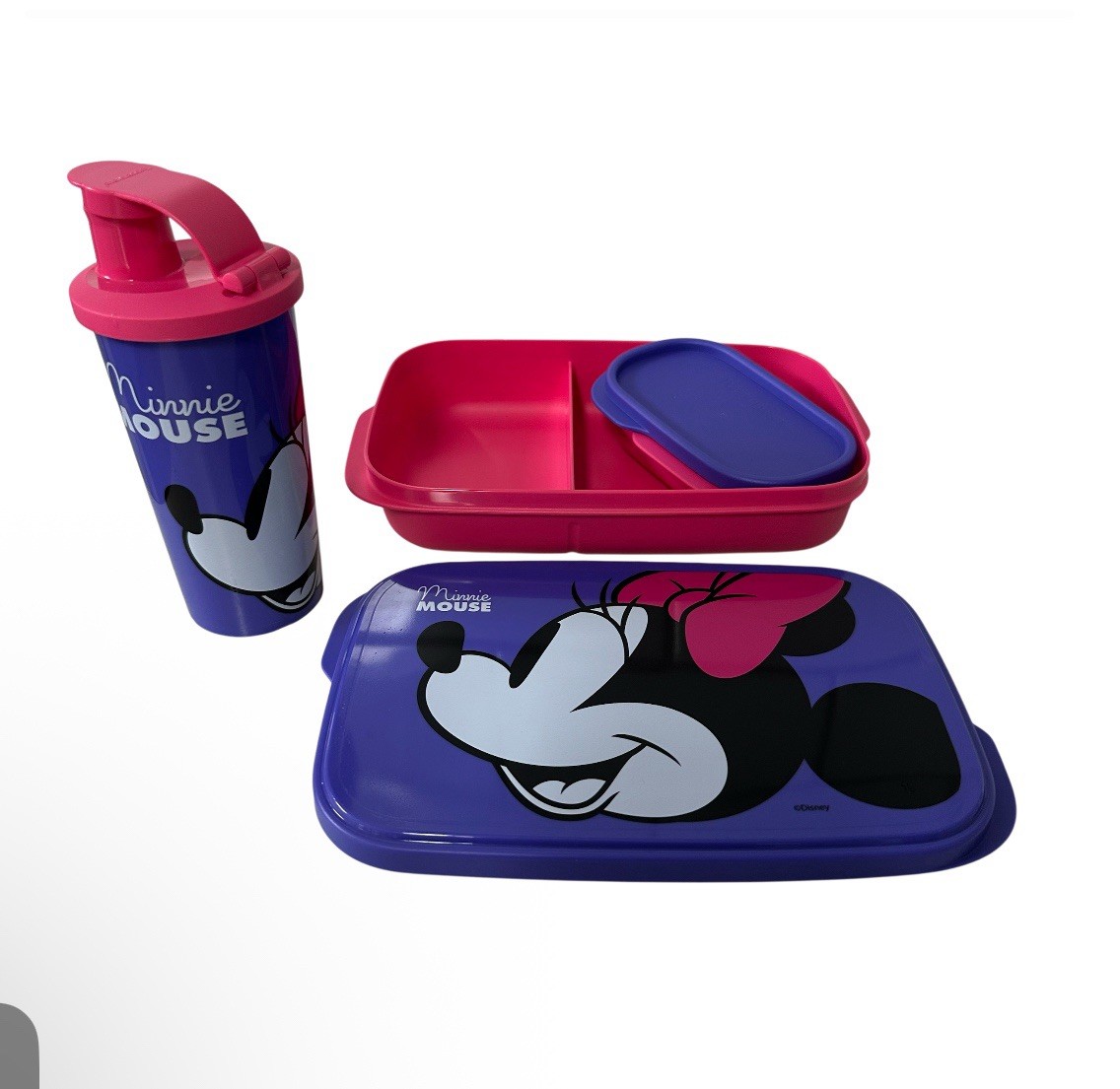 Tupperware Lunch Set Bottle Minnie Mouse Buddy Lunch Set Combo 3 Piece New Pink
