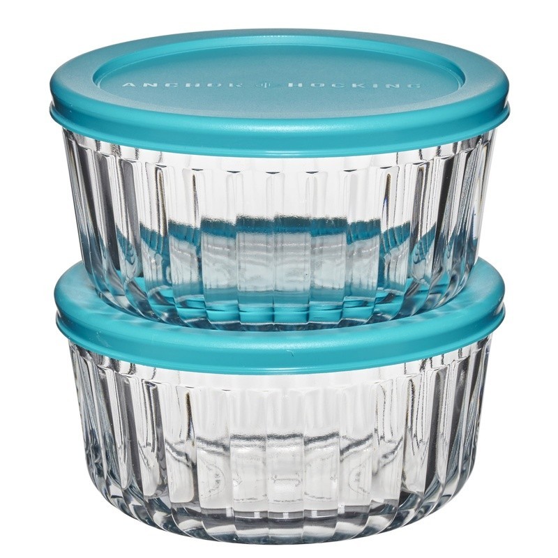 Glass Food Storage Container 4 Cup Round W/ Lid Microwave Safe New