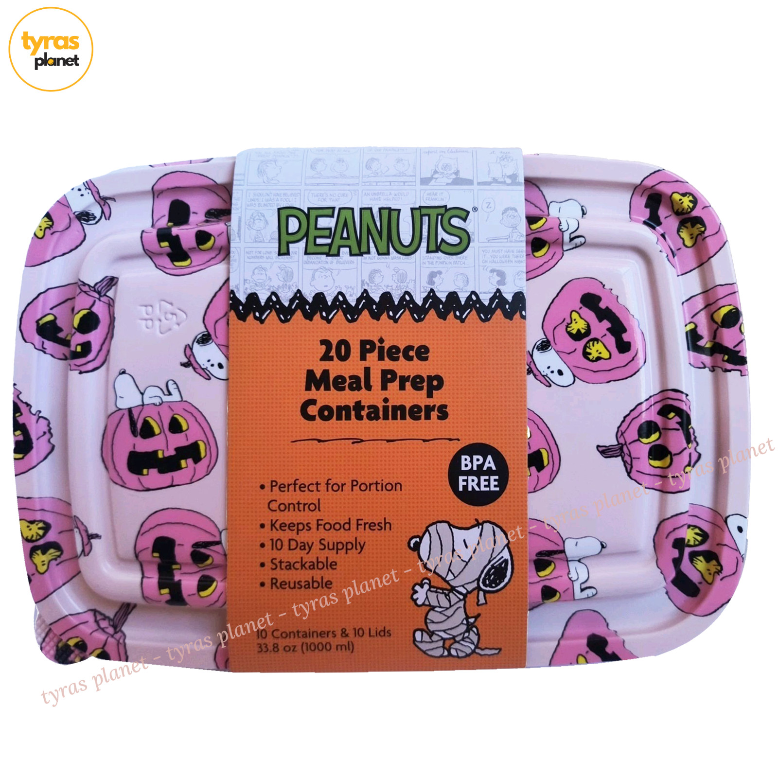Peanuts SNOOPY & Woodstock Halloween 20 Piece Meal Prep Food Storage Containers
