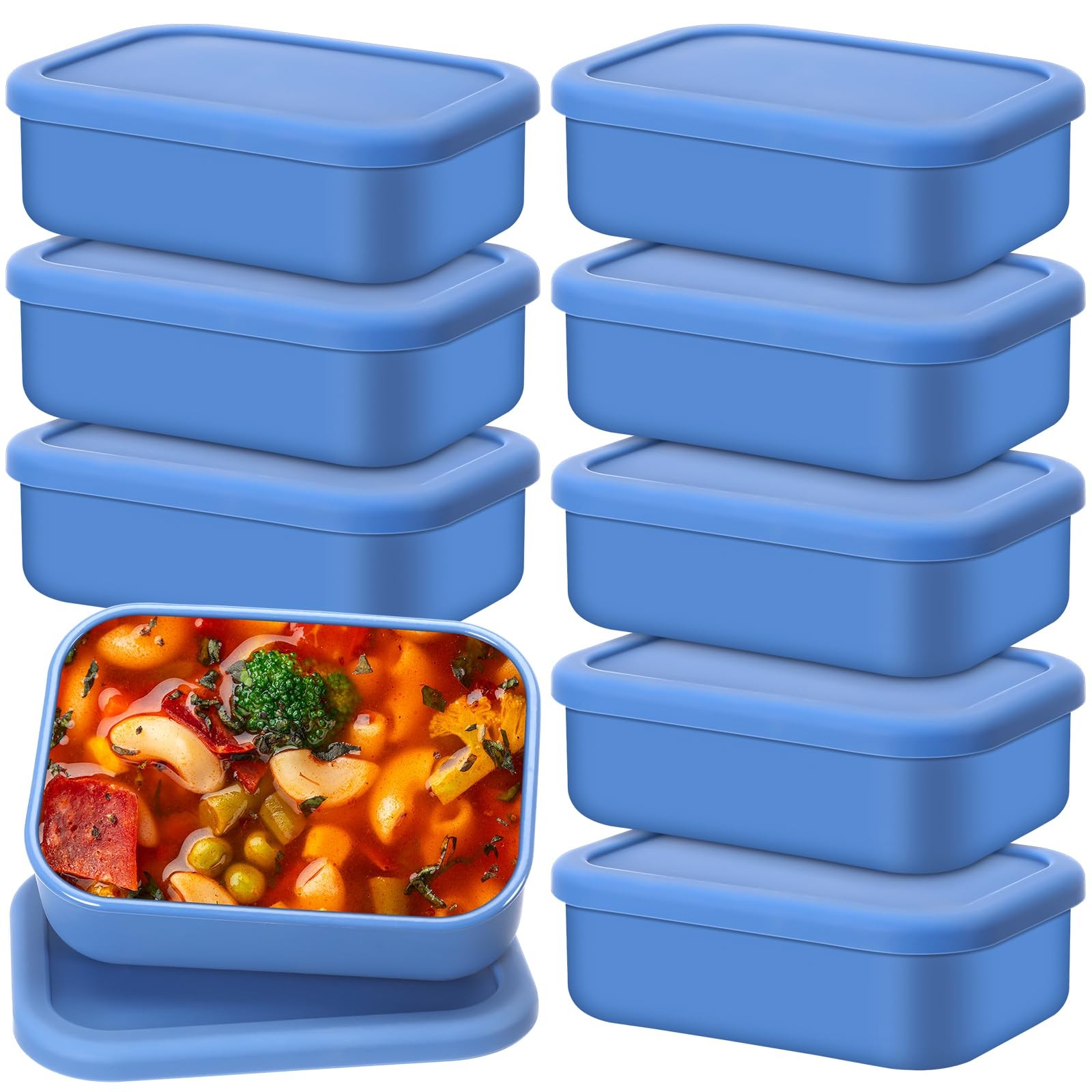 Nuogo 8 Pcs 2 Cup Silicone Freezer Trays with Lid Silicone Soup Freezer Molds…