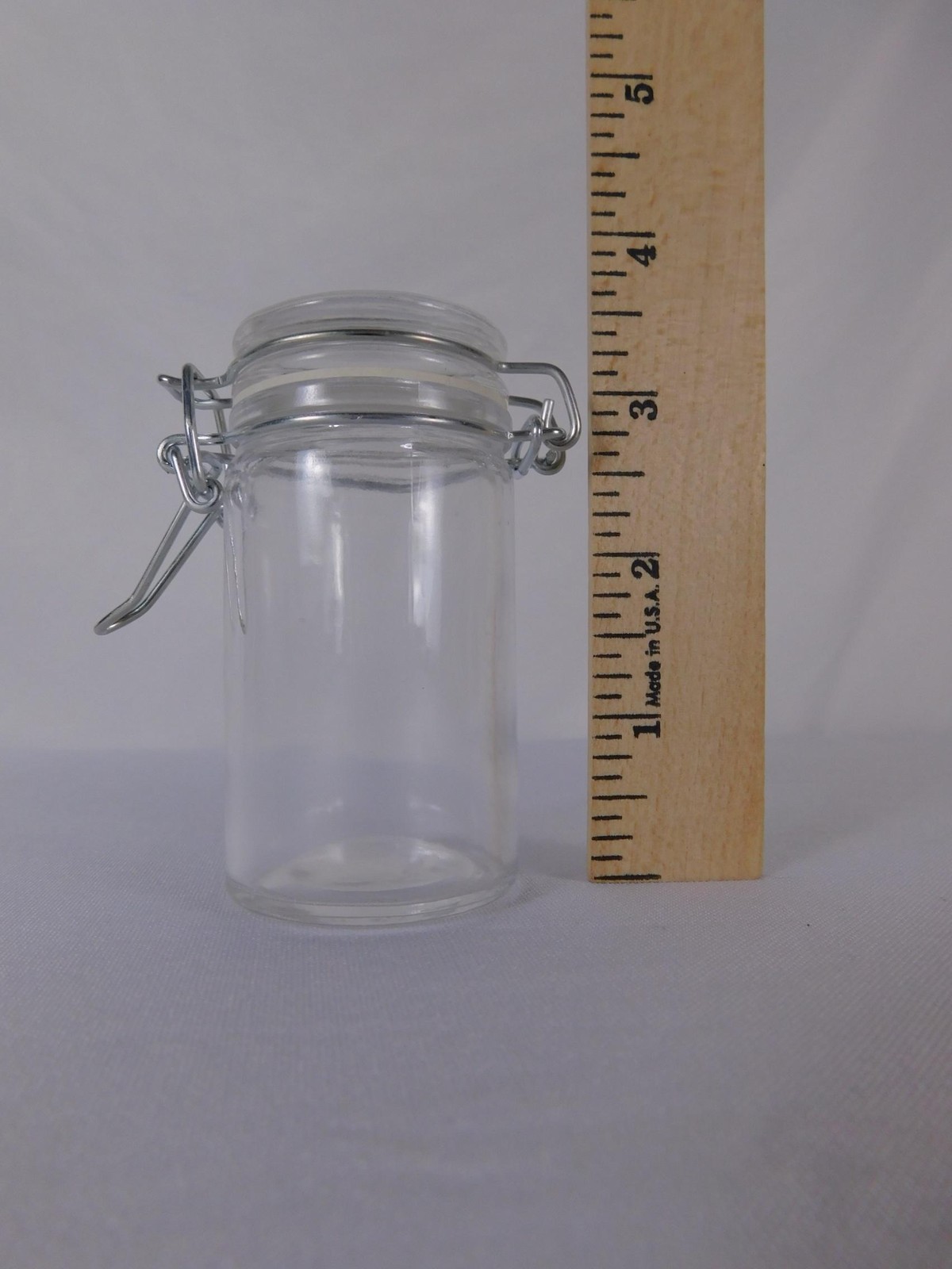 Clear Glass Airtight Storage Jar With Snap Lid 7 Oz Cylinder Reusable Modern