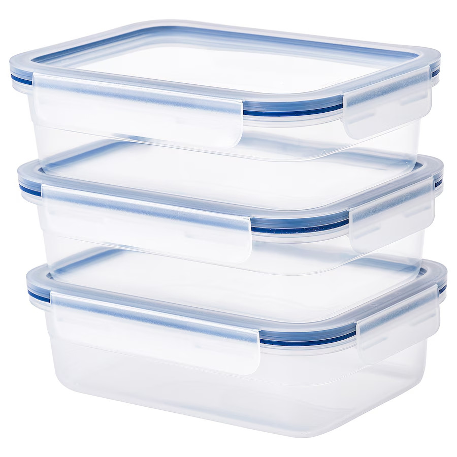 New IKEA 365 Food container with lid, rectangular/plastic, 34oz, microwave safe