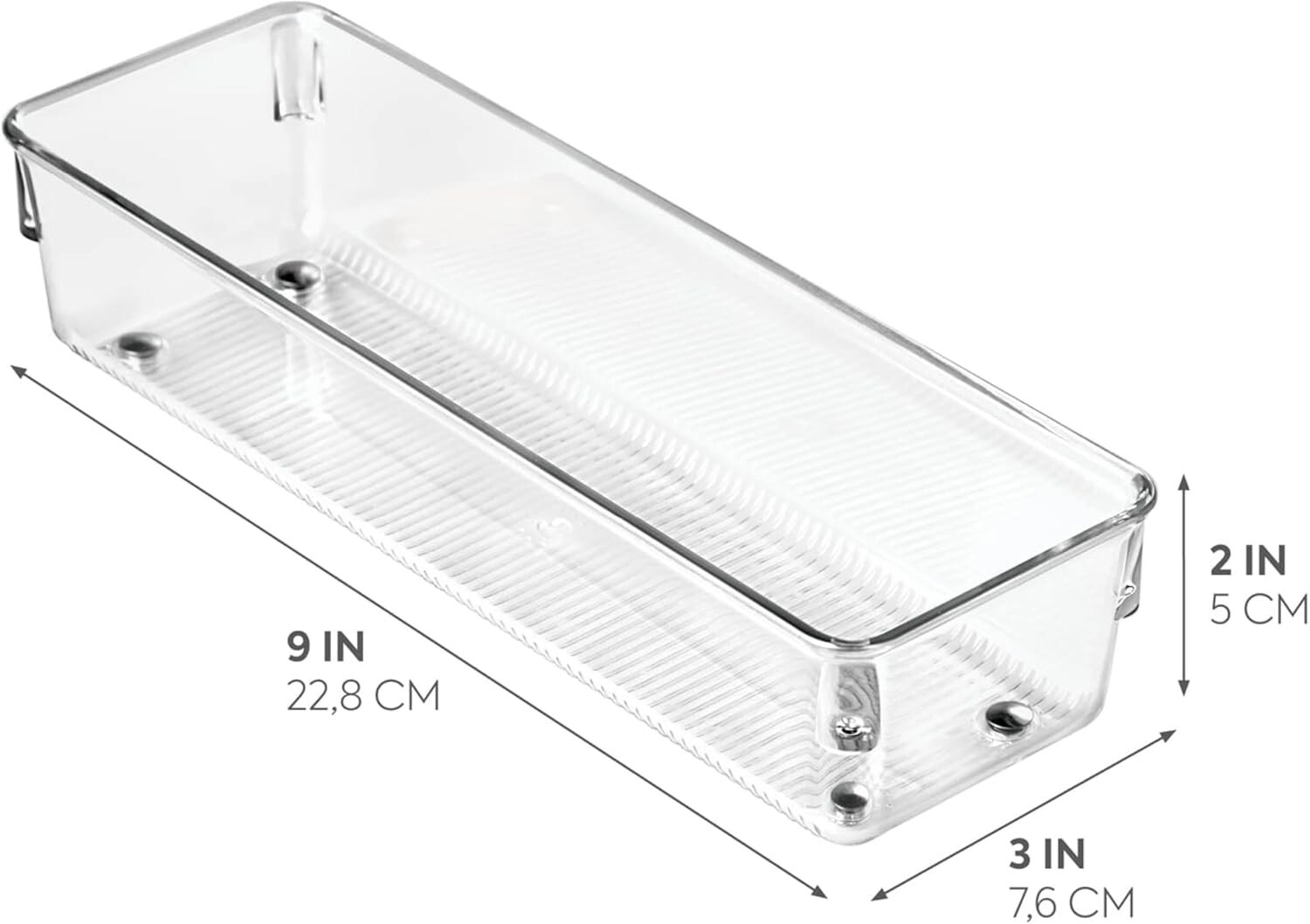 iDesign Linus 52430 3″ x 9″ x 2″ Clear Plastic Drawer Organizer Container
