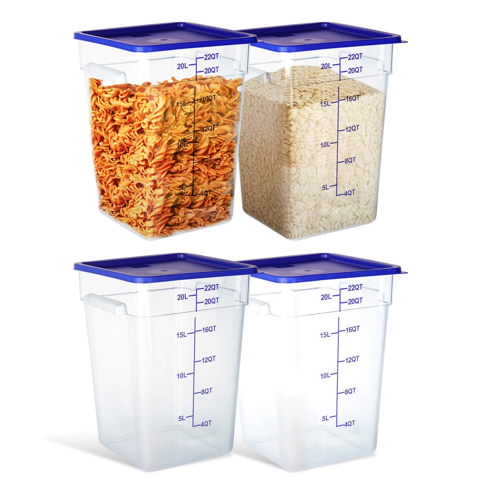 4 Pack 22 Quart Food Storage Containers with Lids, Polycarbonate Square Comme…
