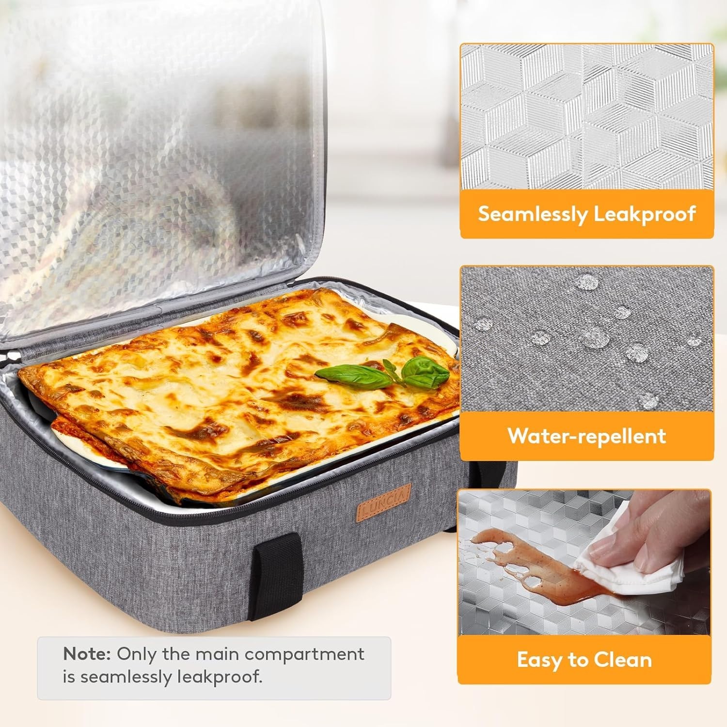 Gray Insulated Casserole Carrier with Pocket – Ideal for Cookouts & Gatherings
