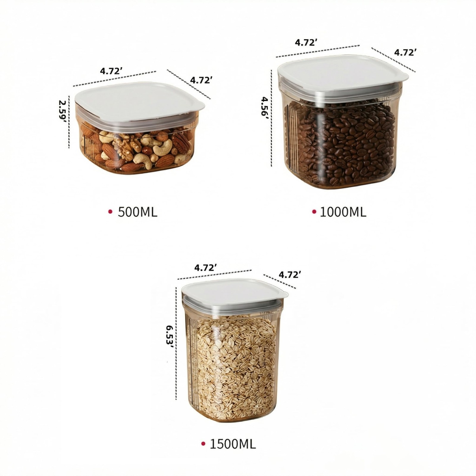 Airtight Food Storage Containers with Lids, 4 Pcs Set BPA Clear Kitchen Pantr…