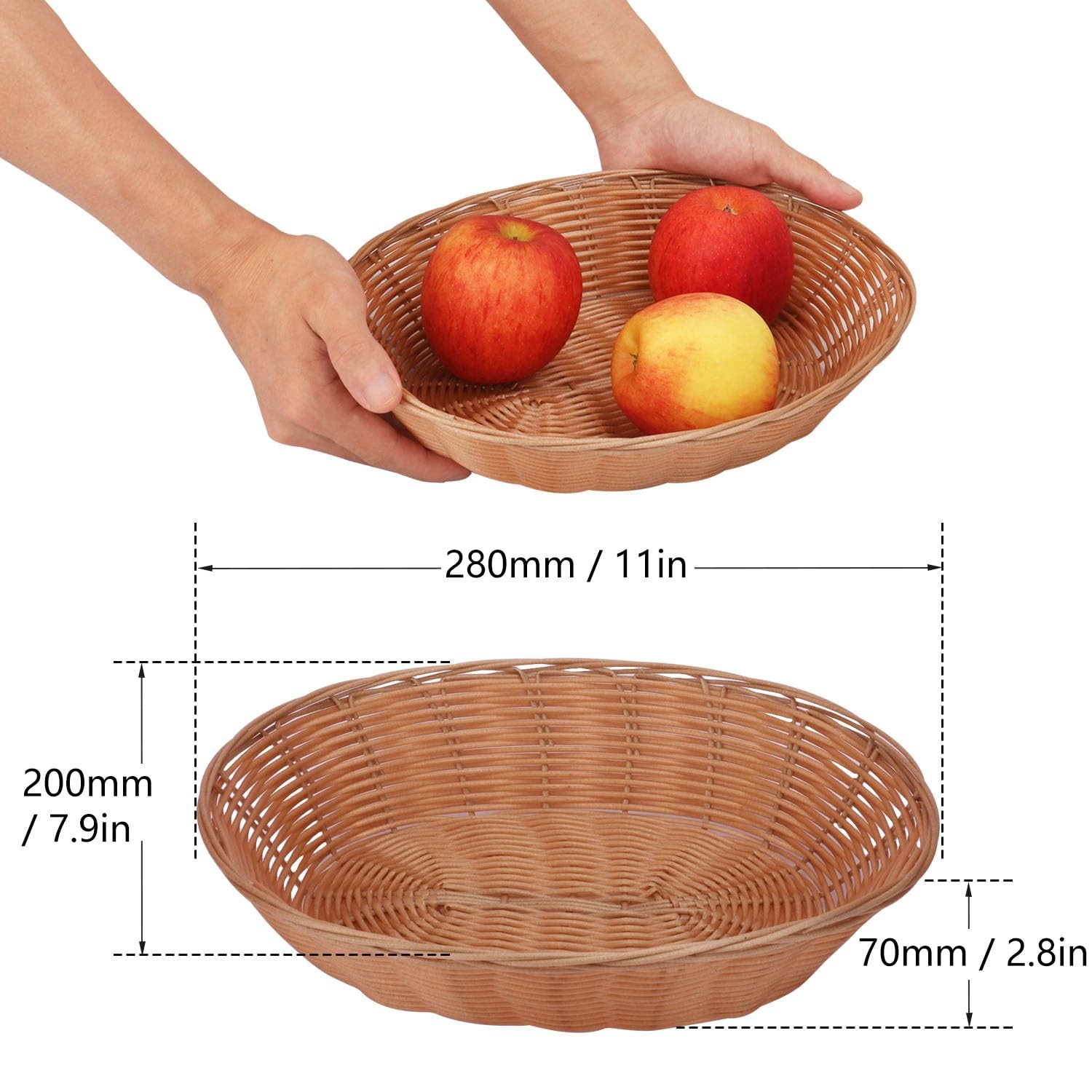 10 PCS 11 Inch Oval Poly Wicker Baskets Bulk Plastic Bread Serving For Home