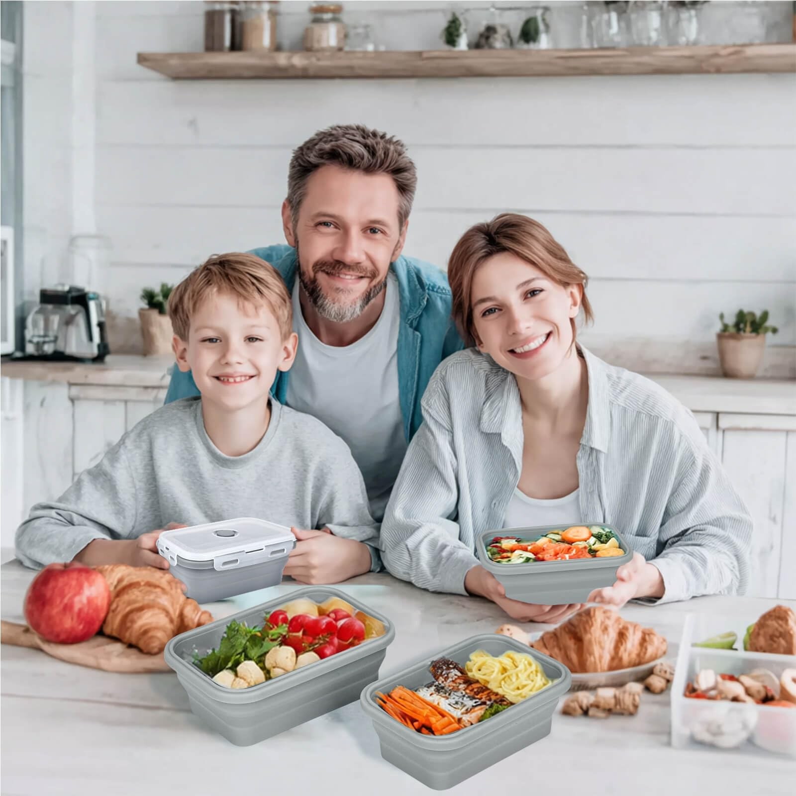 Collapsible Food Storage Containers with Lids, Silicone Meal Prep Containers …