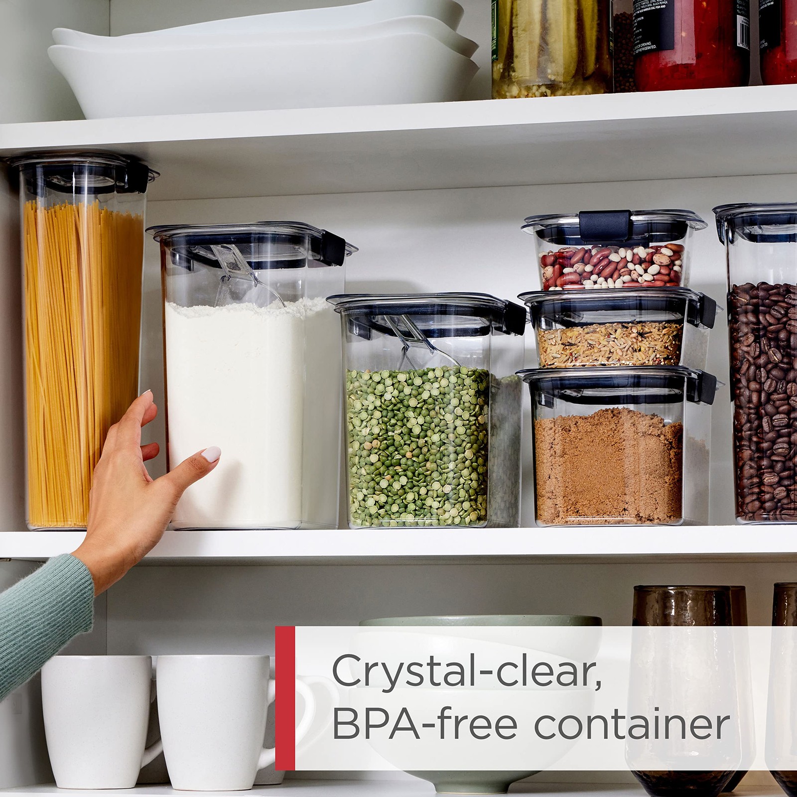 Rubbermaid Brilliance Airtight Cereal Food Storage Container, 18 Cup, Clear