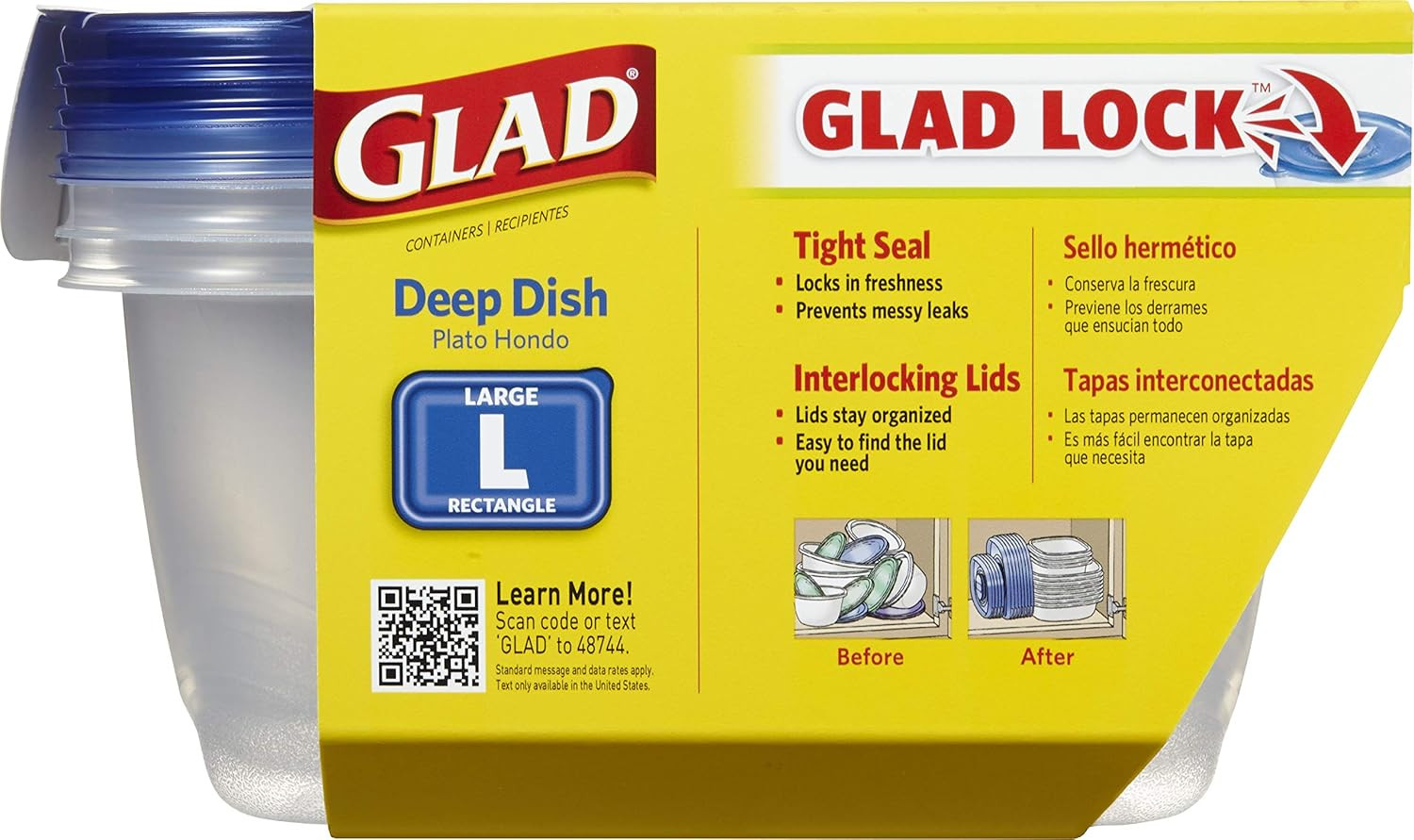 Glad Gladware Deep Dish Food Storage Containers Lids Large Rectangle BPA Free Me