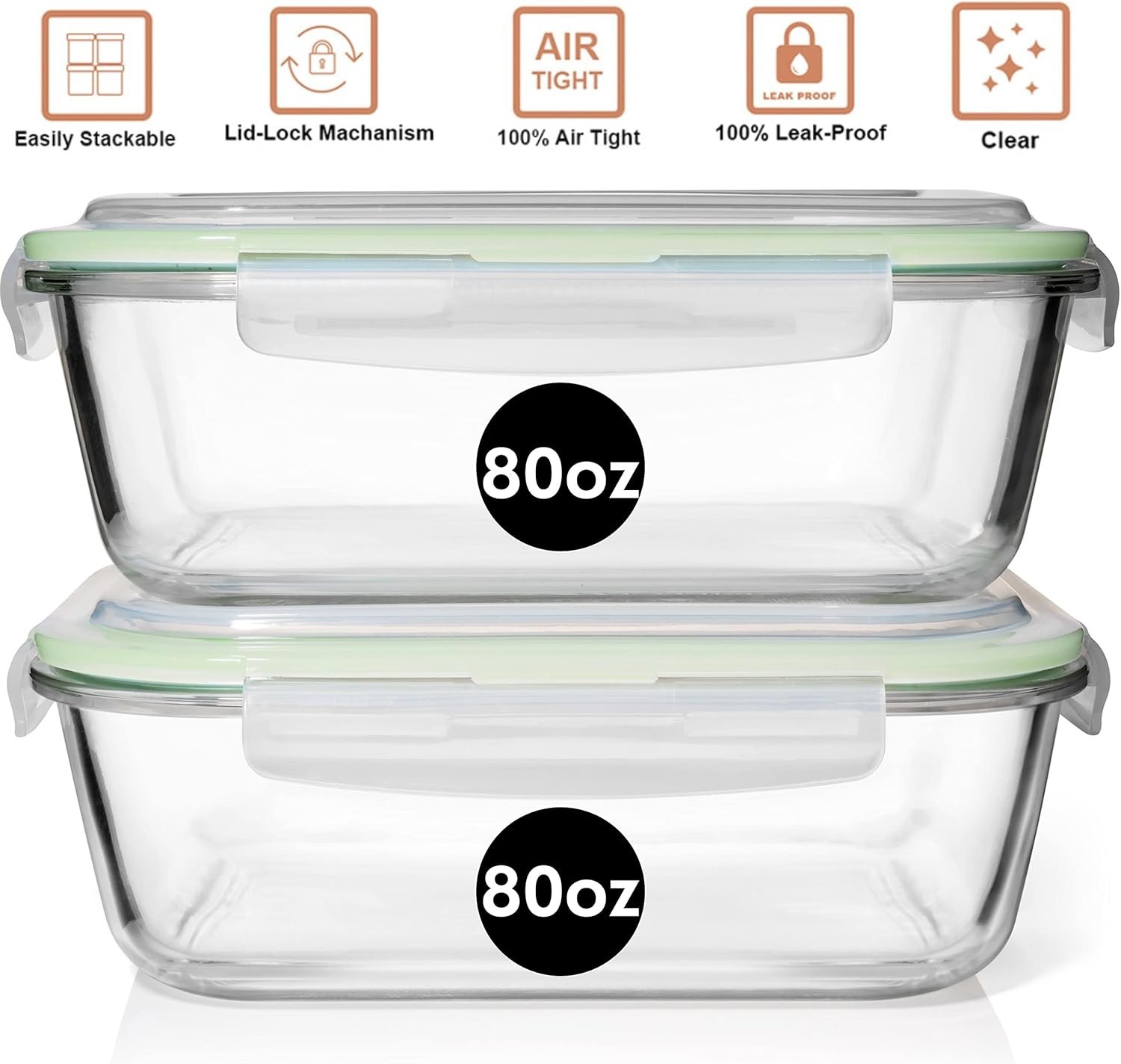 80 Oz Glass Food Storage Containers – Airtight and BPA-Free Set of 4