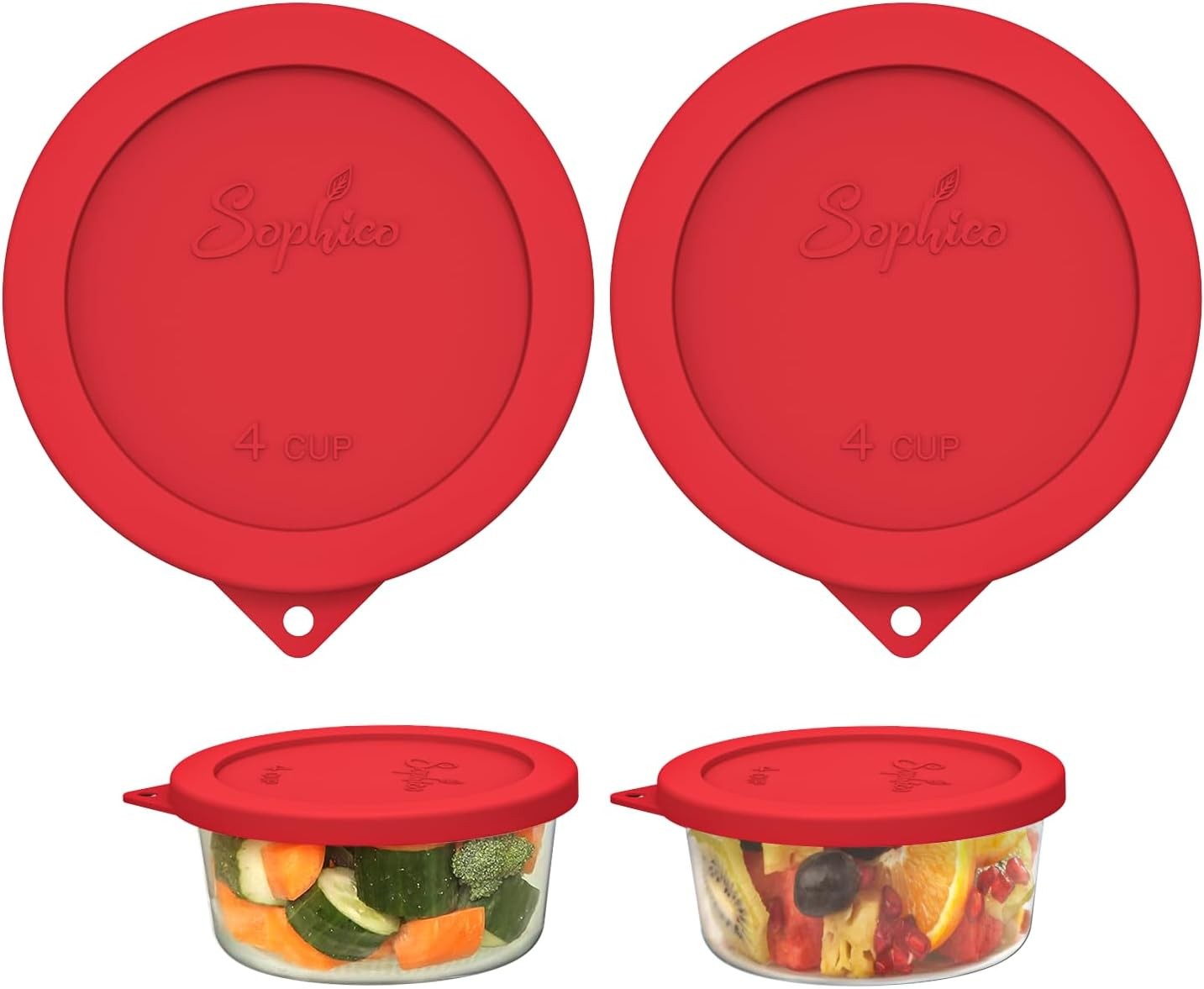 4 Cup Round Silicone Storage Cover Lids Replacement for Anchor Hocking